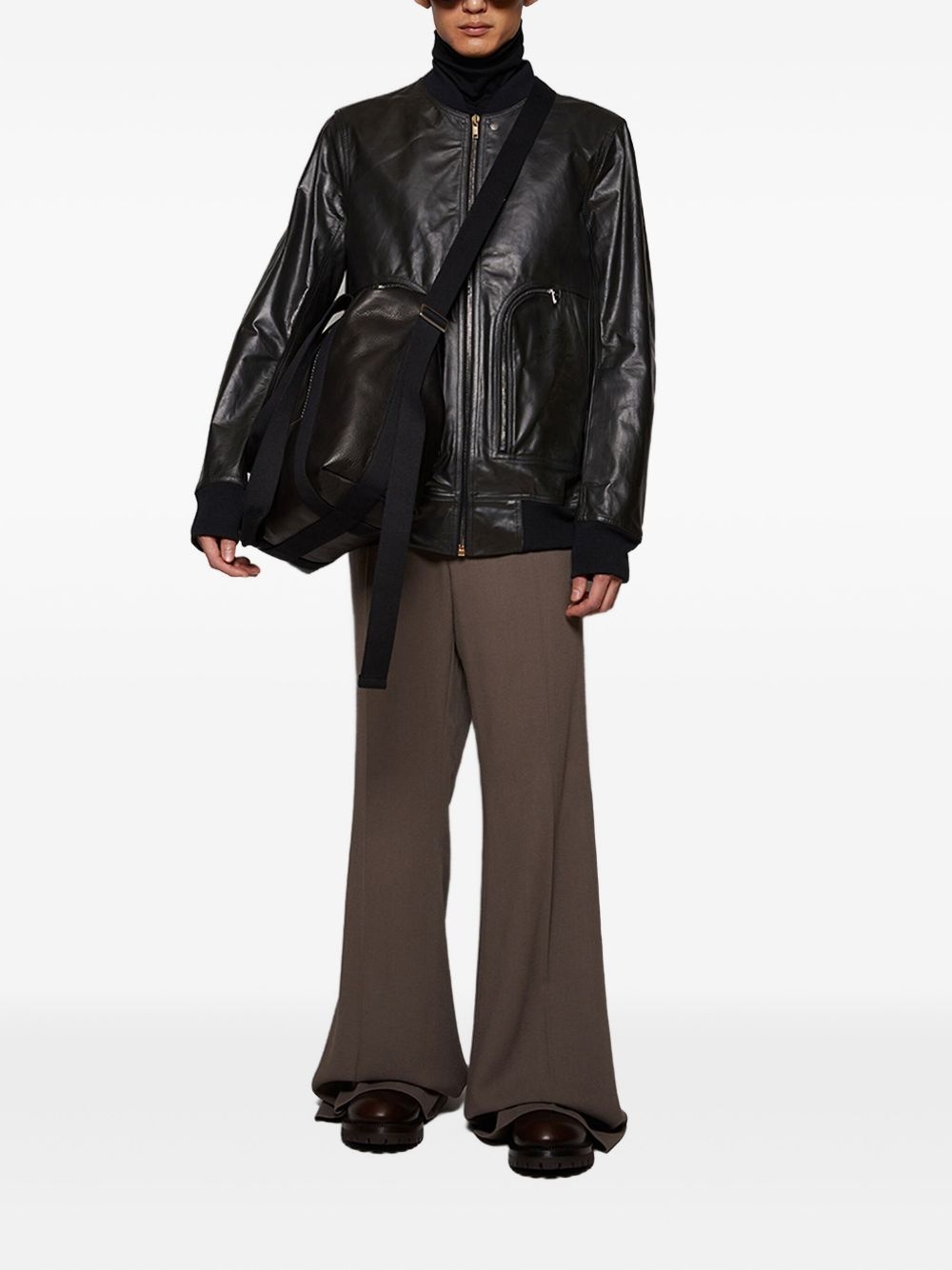 zip-up leather jacket - 2