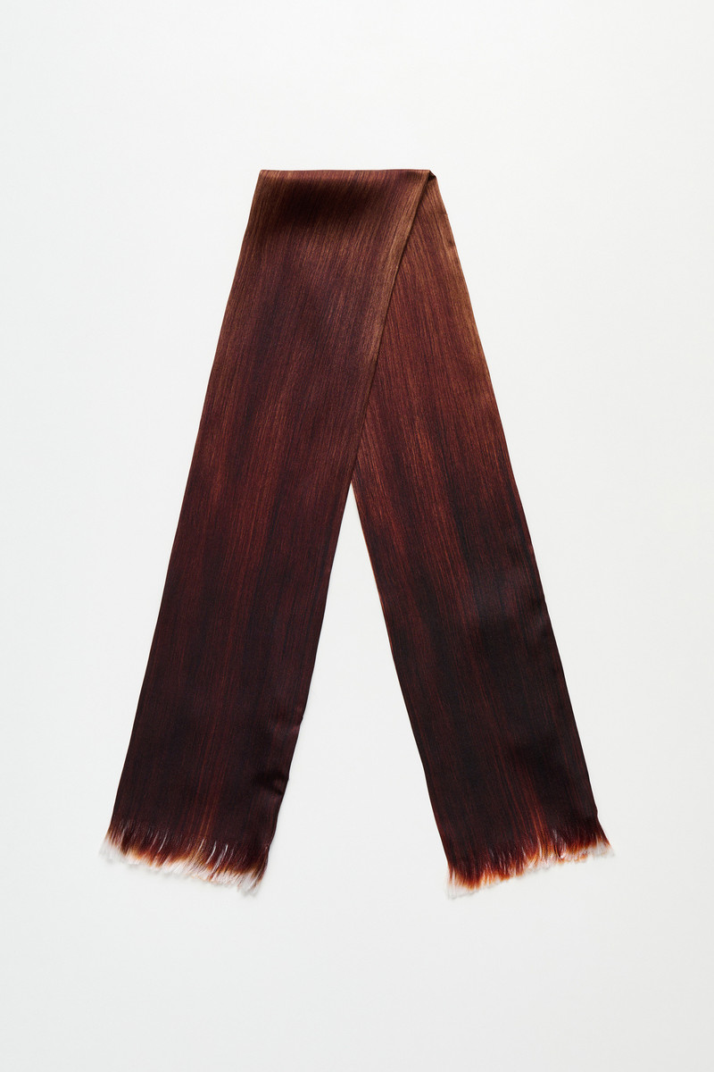 Long Hair Scarf Brunette Silk Satin 1