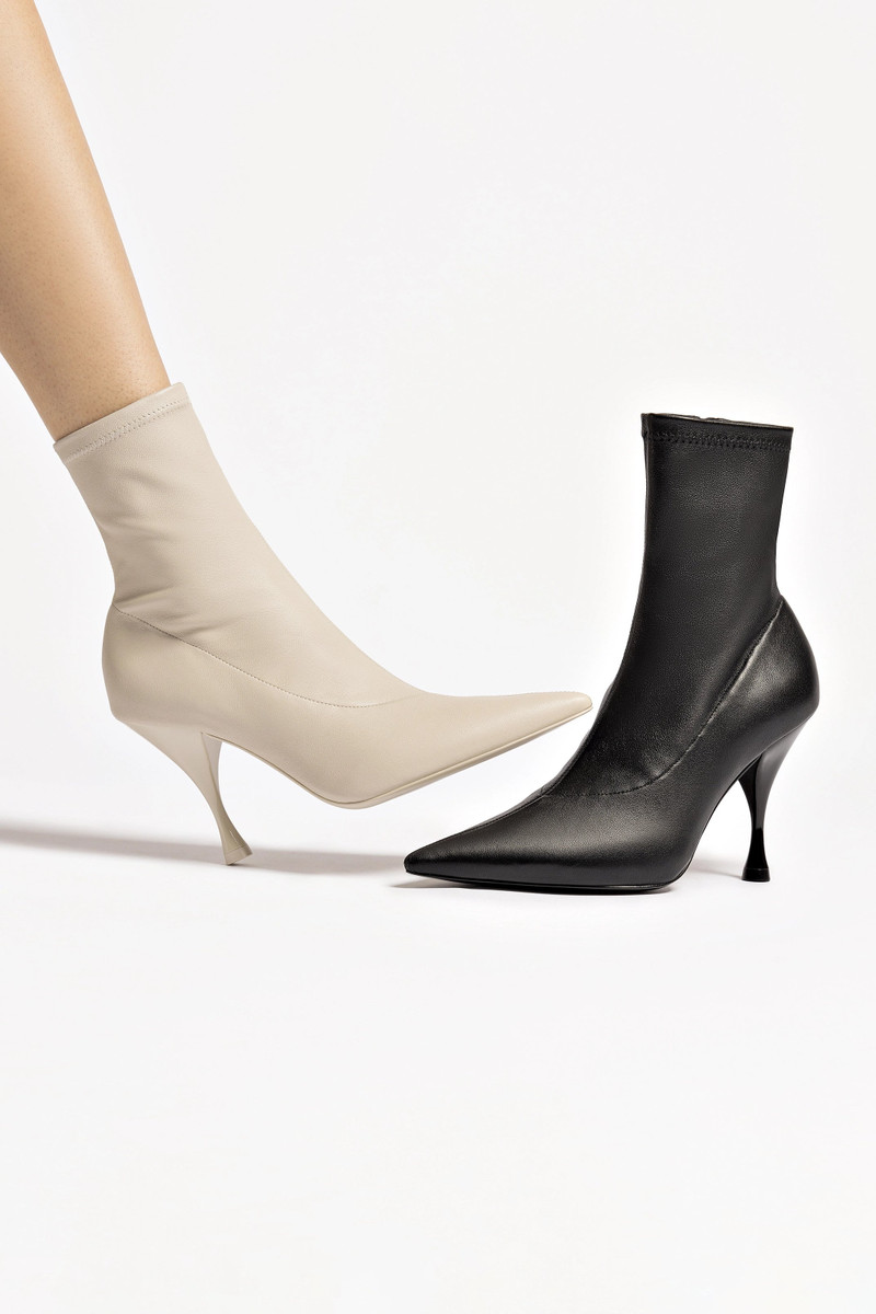 Larroudé Mini Georgia Boot In Off White Stretch Leather outlook