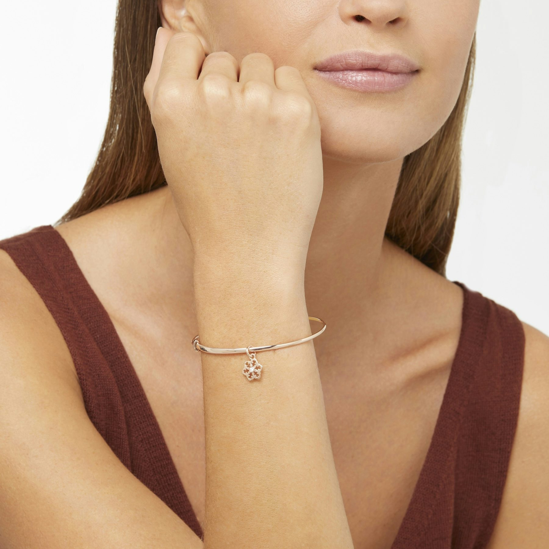 GOLD & WHITE DIAMOND SNOWFLAKE CHARM - 3
