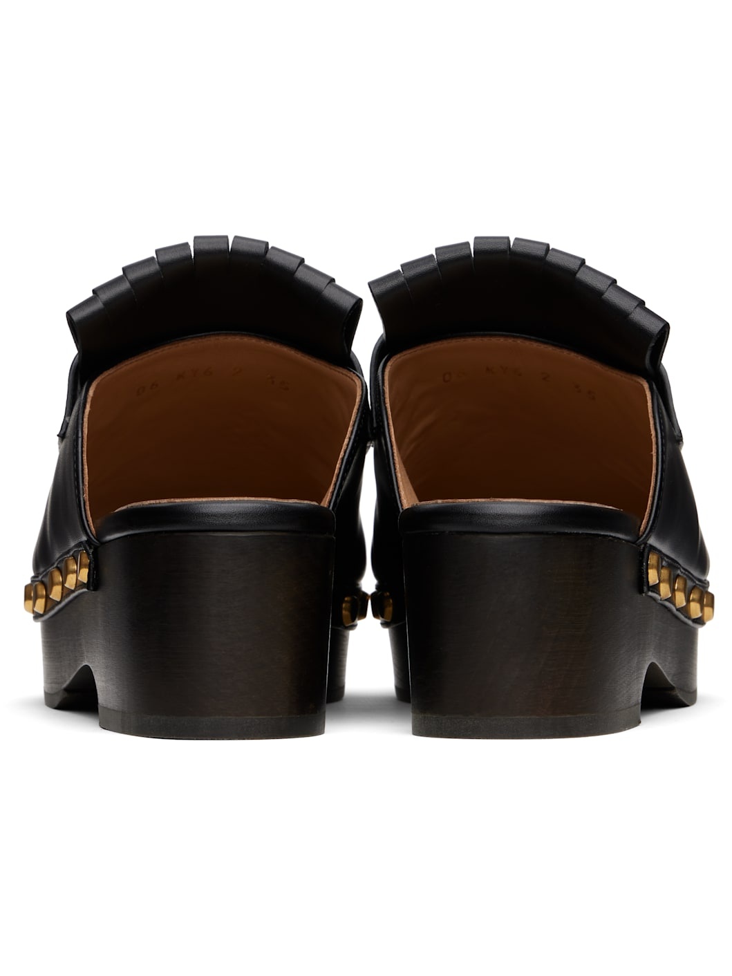 Black VLogo Signature Fringed Calfskin Clogs - 2