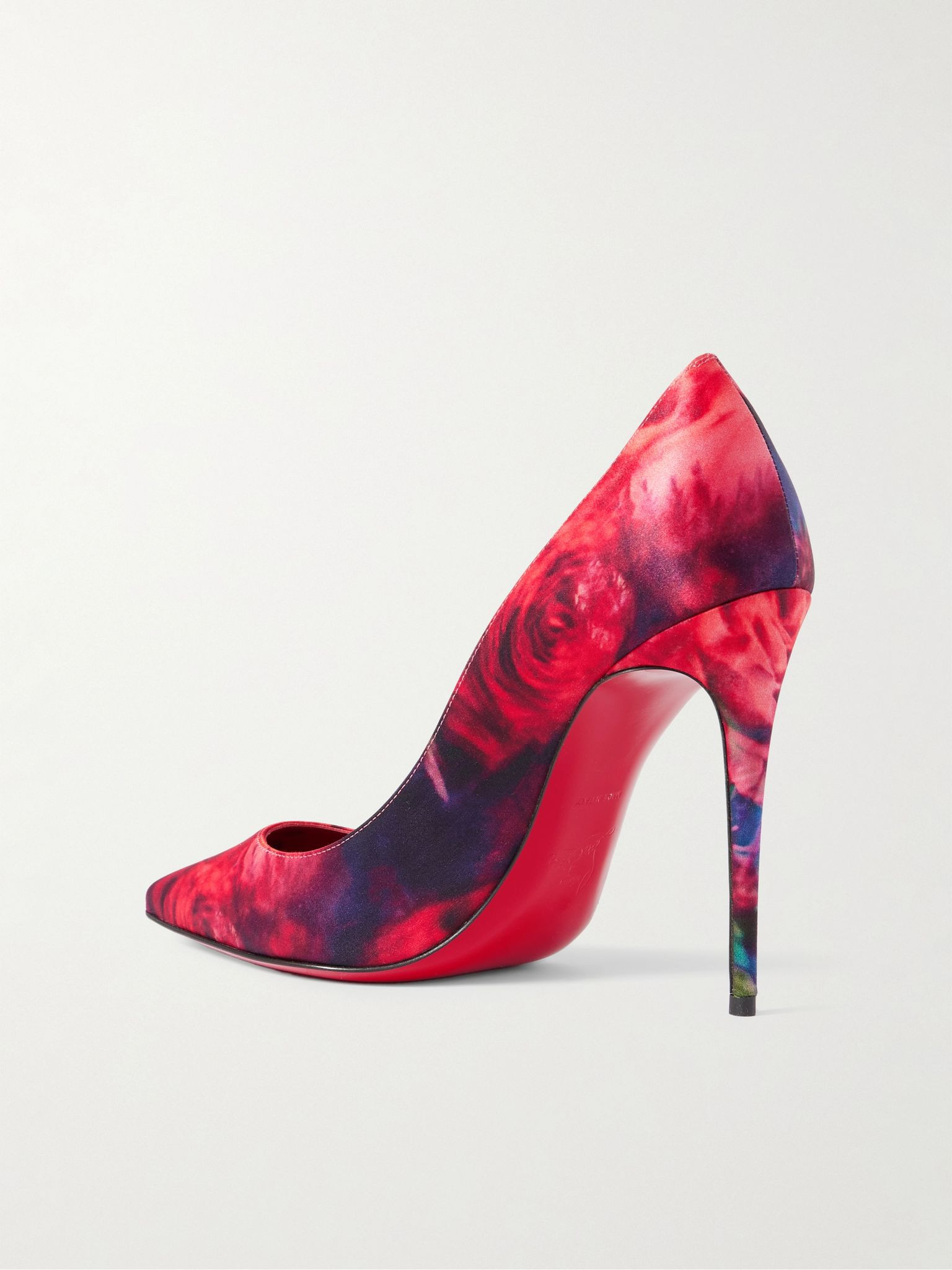 Kate 100 floral-print satin-crepe pumps Pink - 3