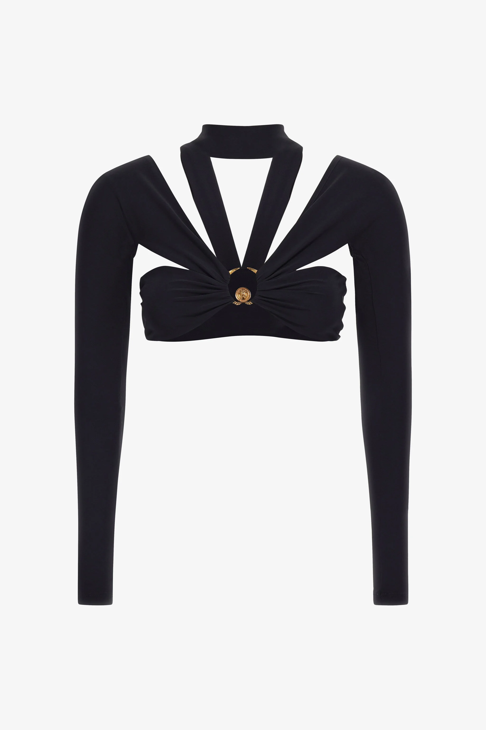 Cutout Long Sleeve Crop Top - 1