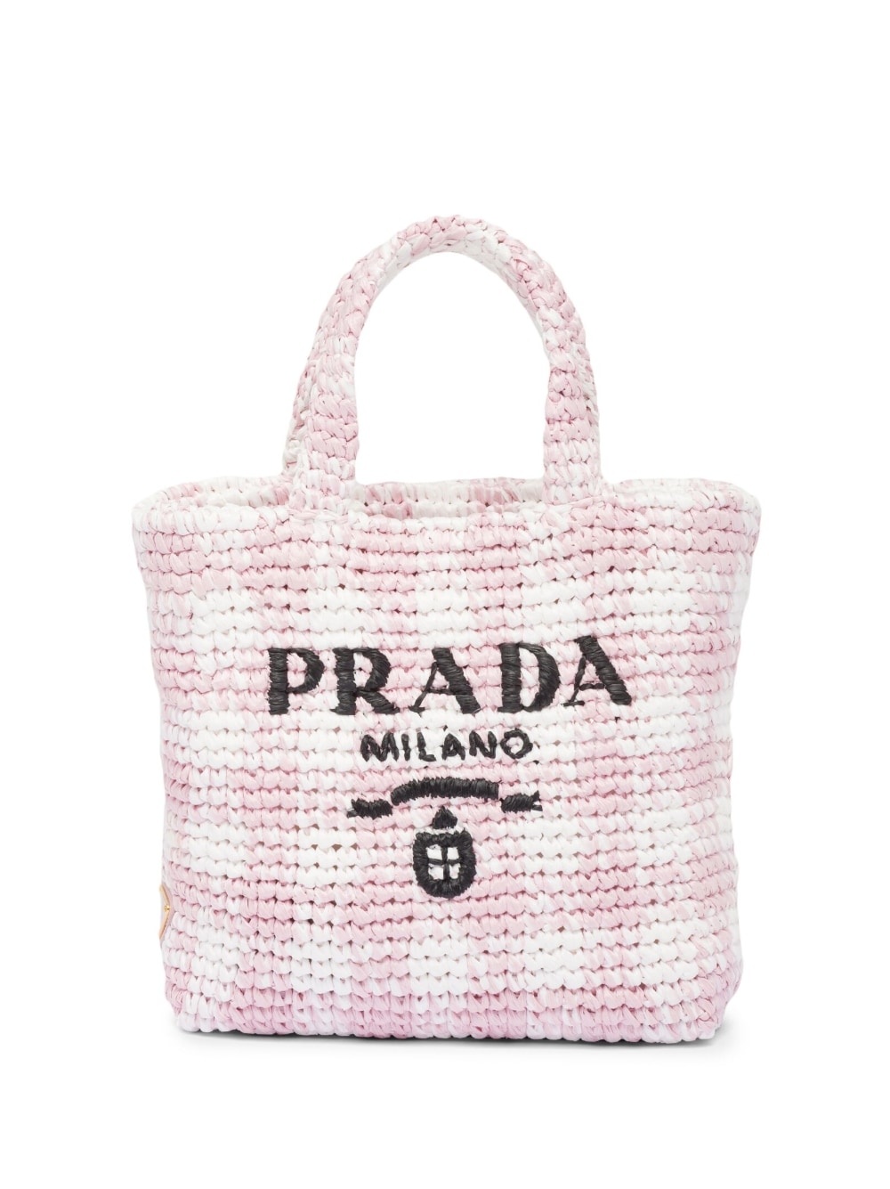 logo-knit gingham tote bag - 1