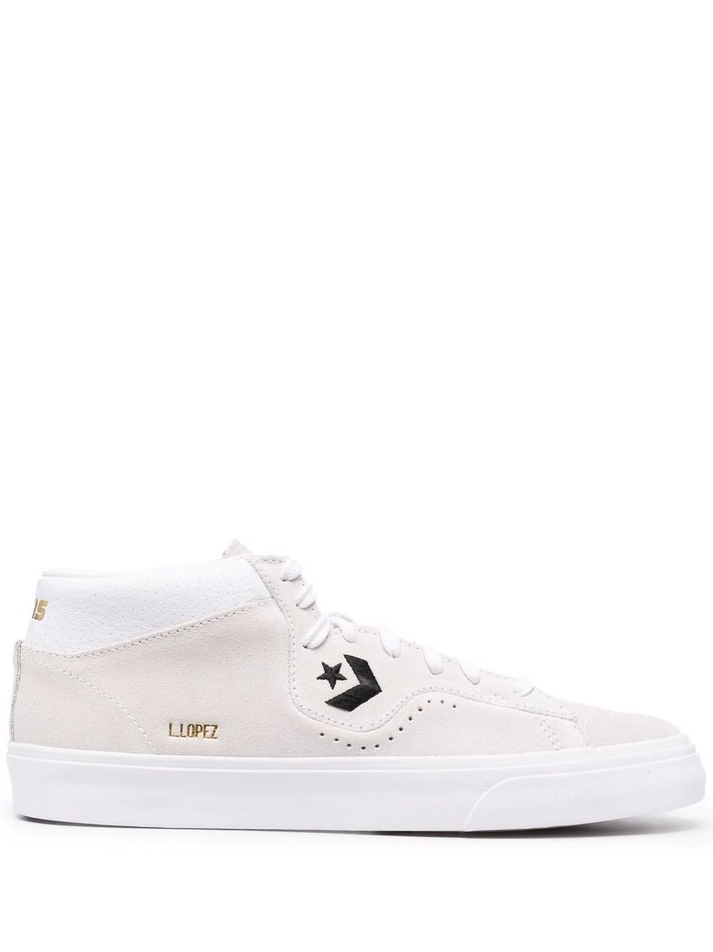 logo-embroidered high top sneakers - 1