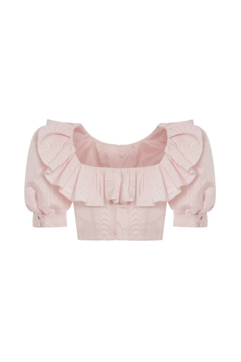 MOIRÉ CROPPED TOP WITH LACE UP 2