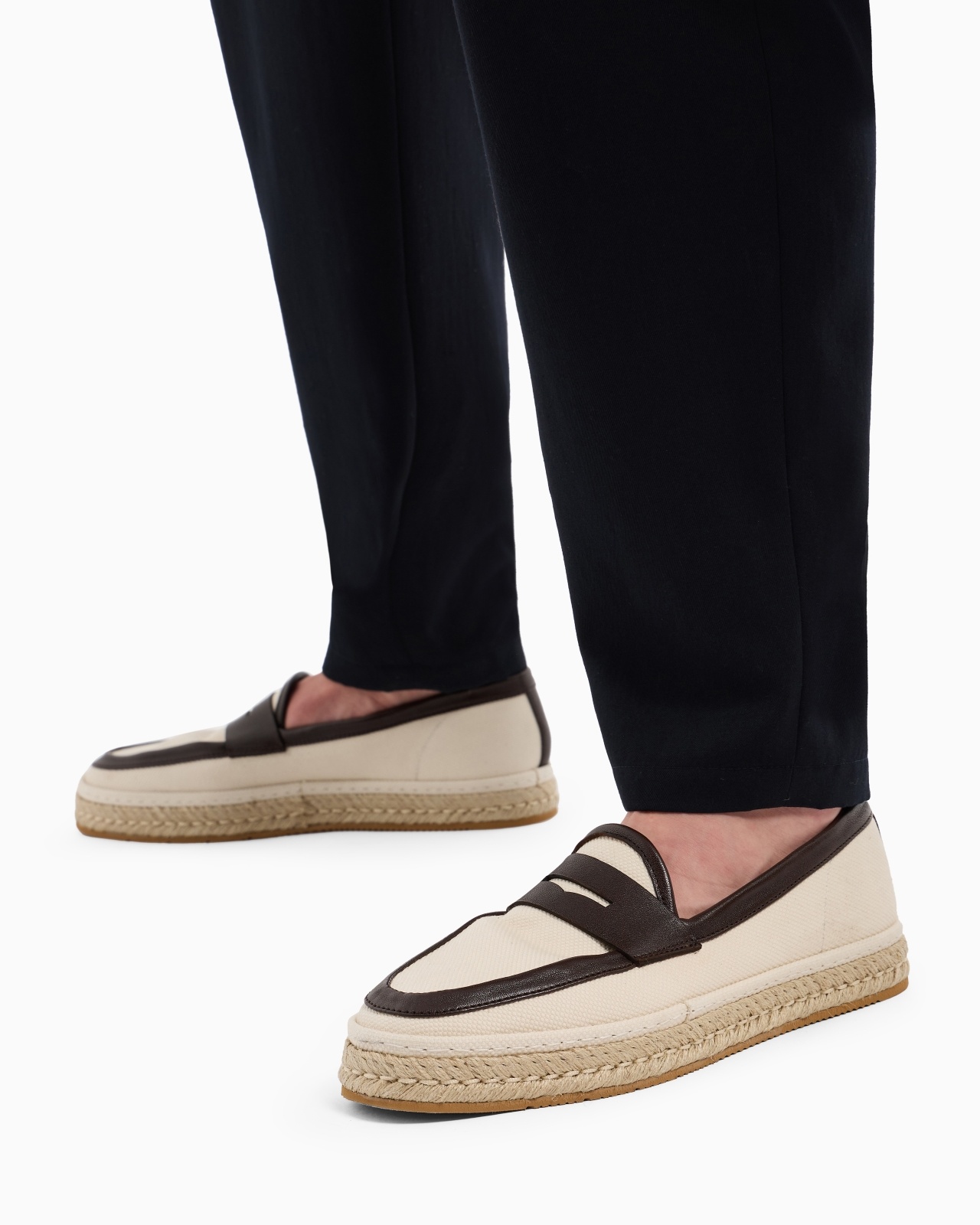 CANVAS AND NAPPA LEATHER LOAFERS WITH A ROPE SOLE - 7