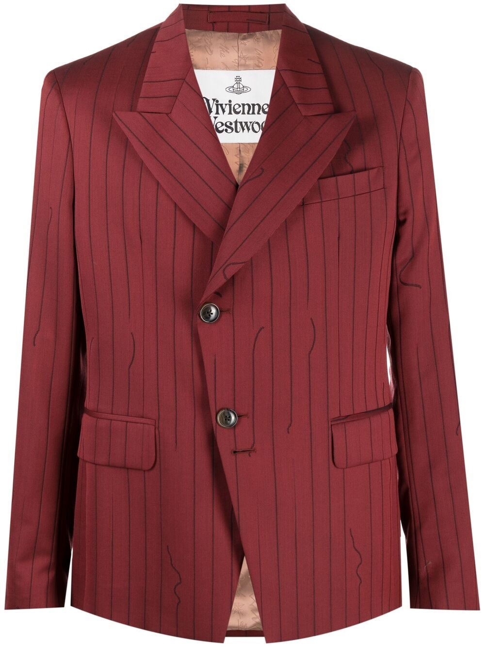 striped single-breasted blazer - 1