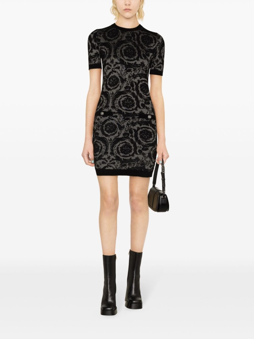 Barocco-jacquard chenille minidress - 2