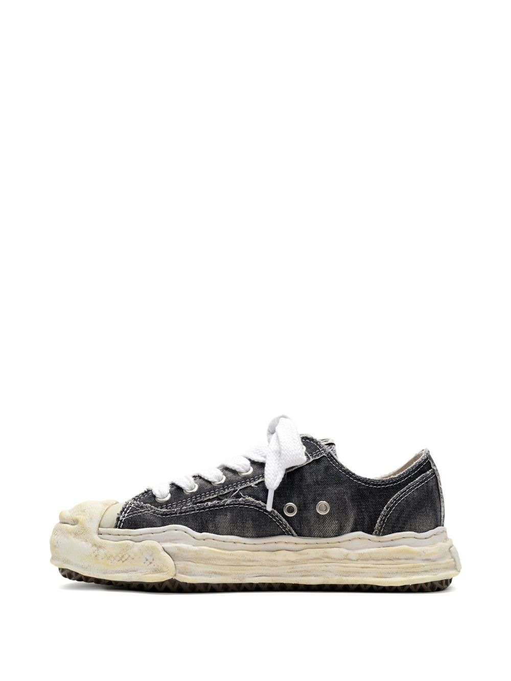Hank bleach-denim low-top sneakers - 3