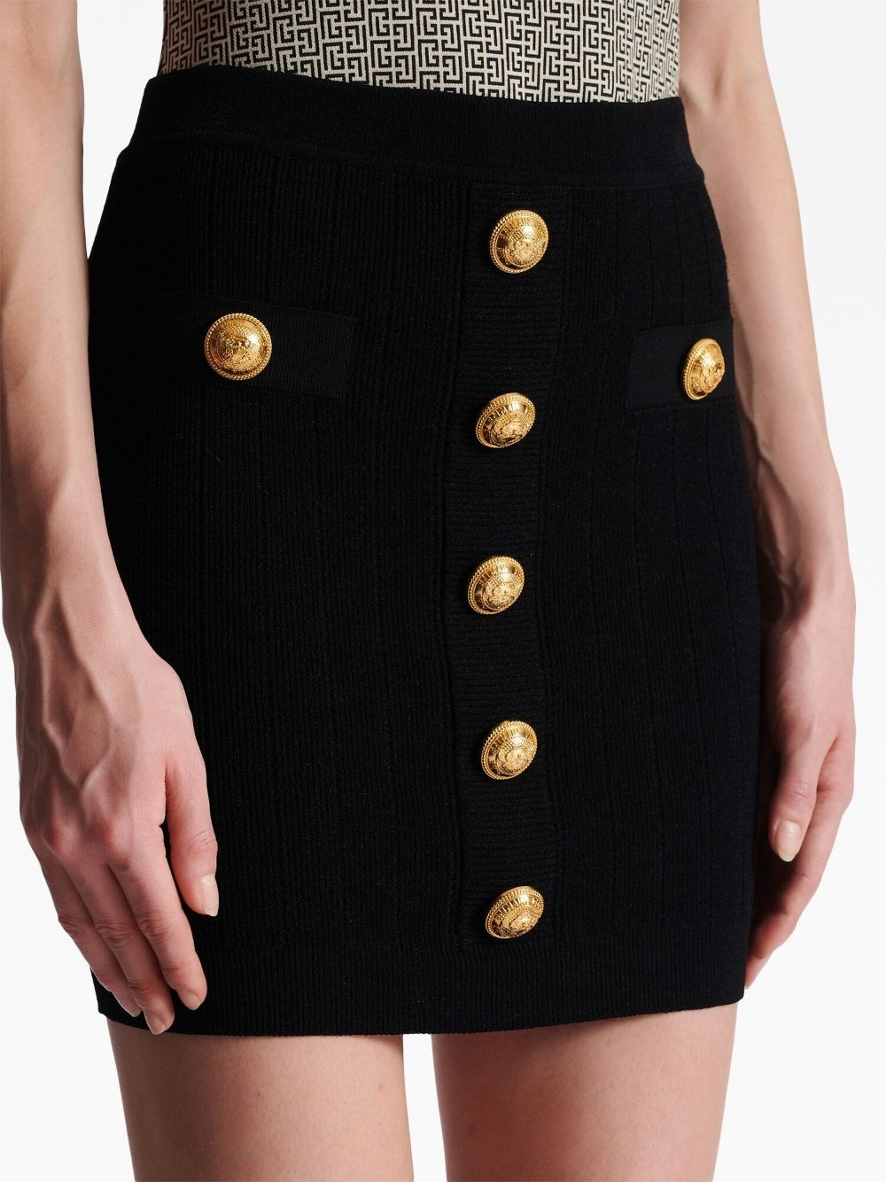 button-detail knitted miniskirt - 6
