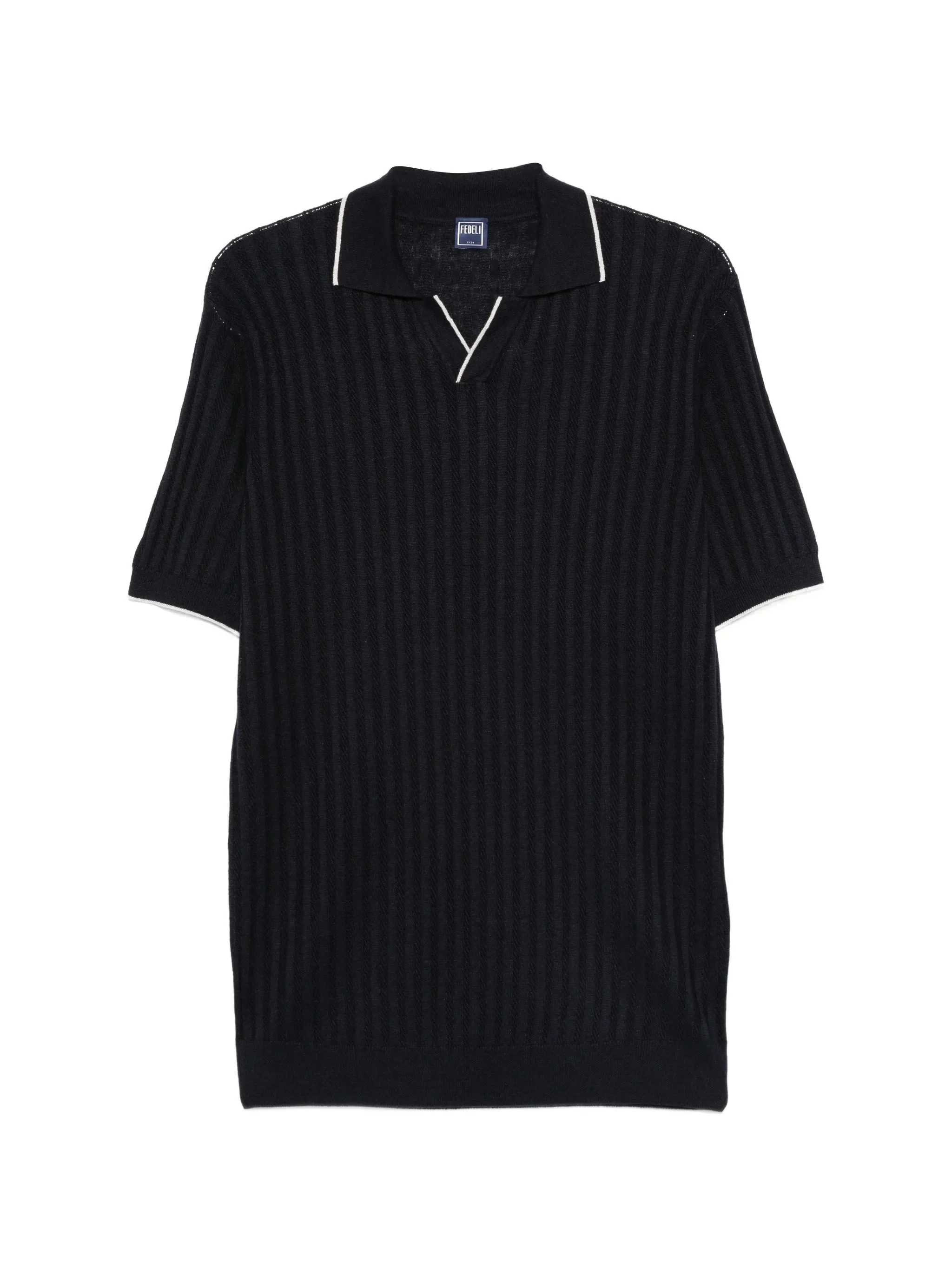 Fedeli Ribbed V-neck T-shirt - 1