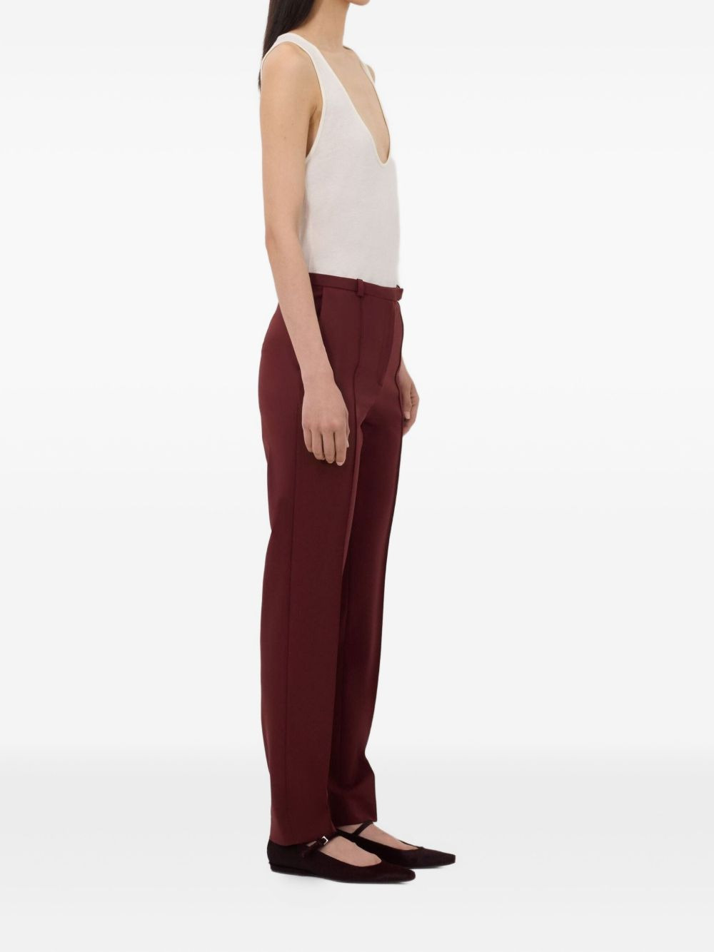 pleat-front straight trousers - 3