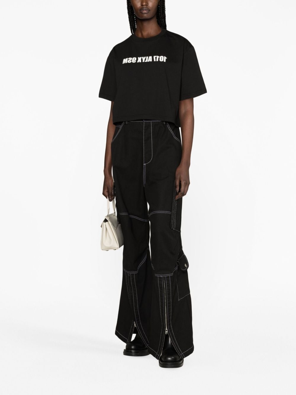logo-print cropped cotton T-shirt - 3