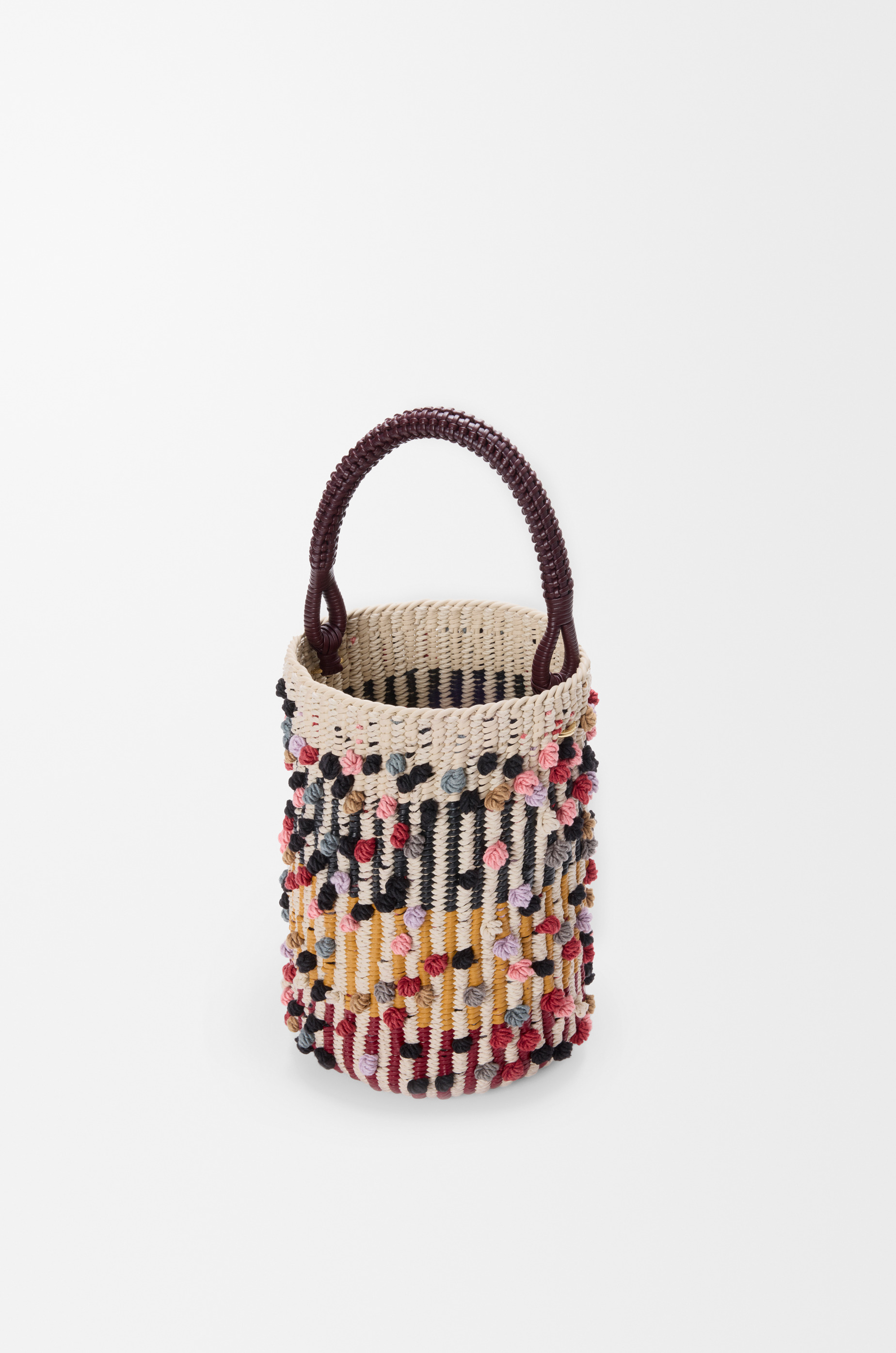Bucket in cord, leather and wool - 6