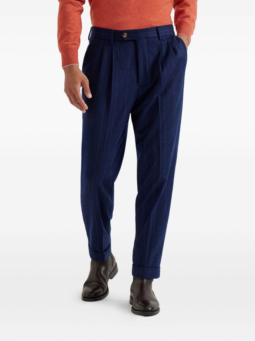 pleated wool-cashmere blend trousers - 3