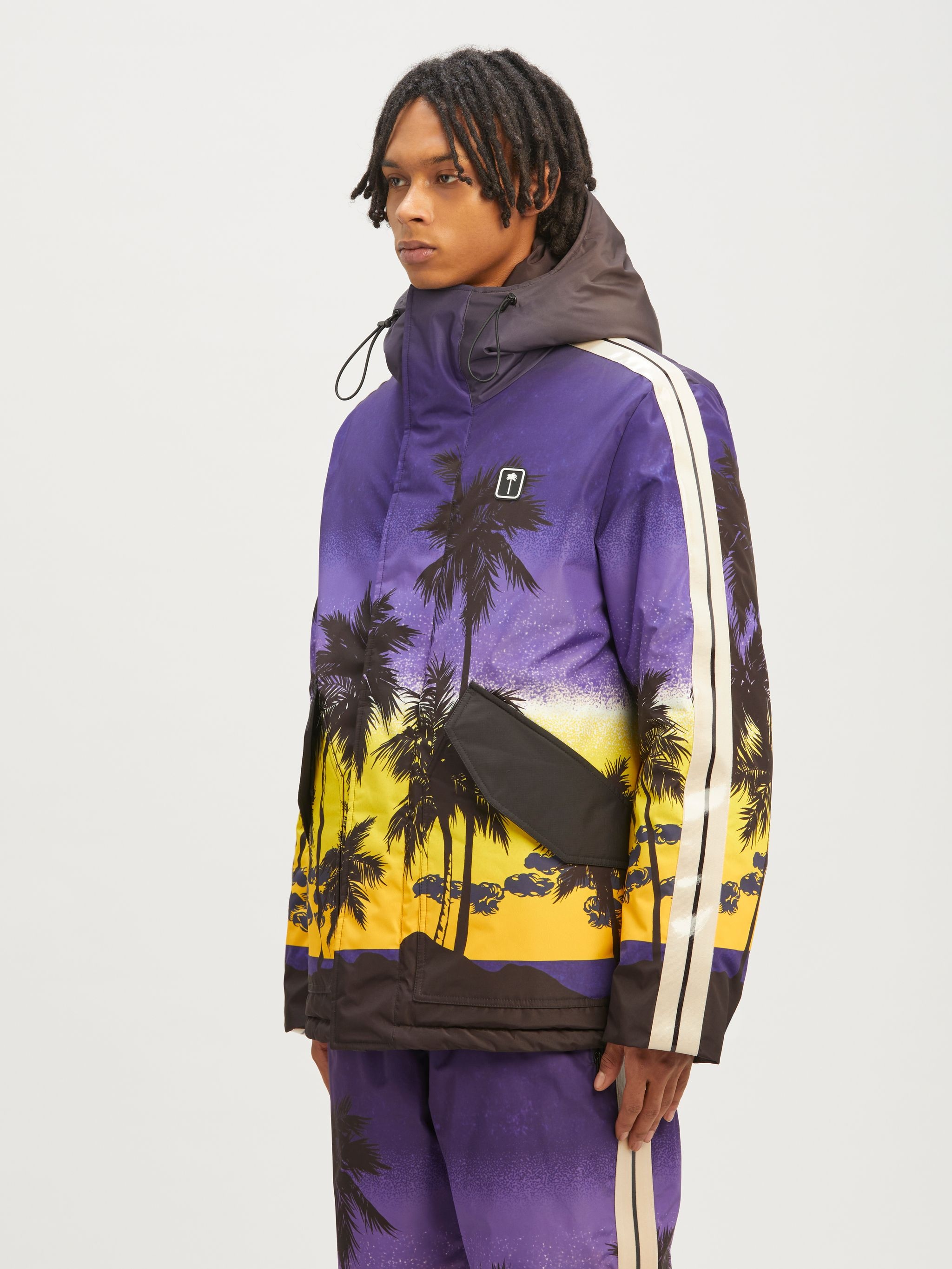 sunset-print hooded jacket - 5