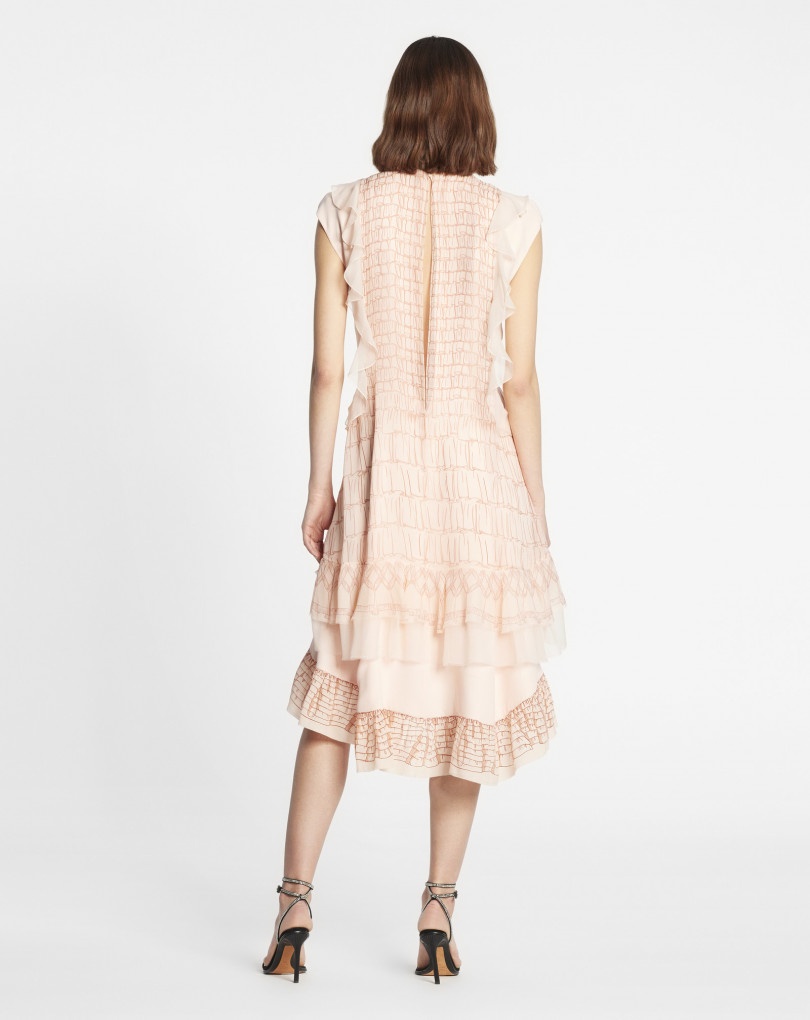 TROMPE L'OEIL PRINTED SLEEVELESS RUFFLE DRESS - 3