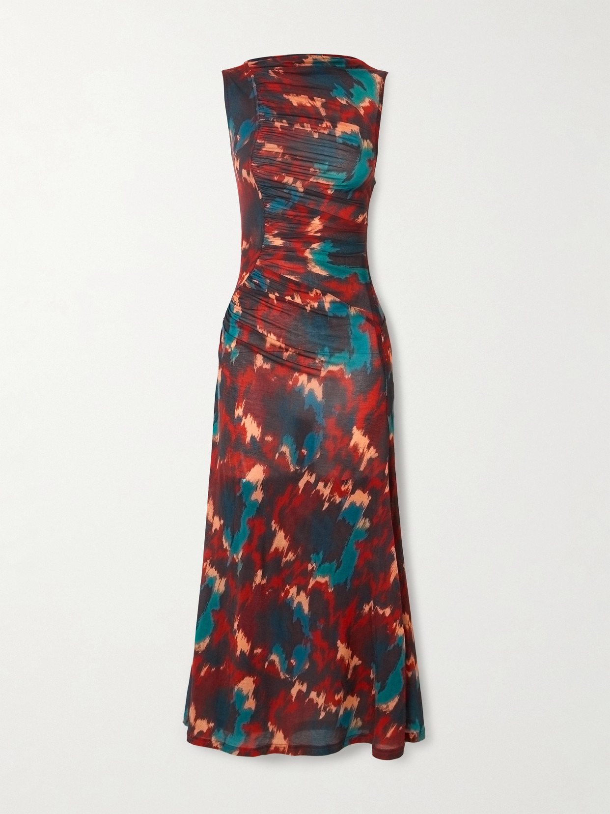 Livia Ruched Printed Lyocell-jersey Midi Dress - 1