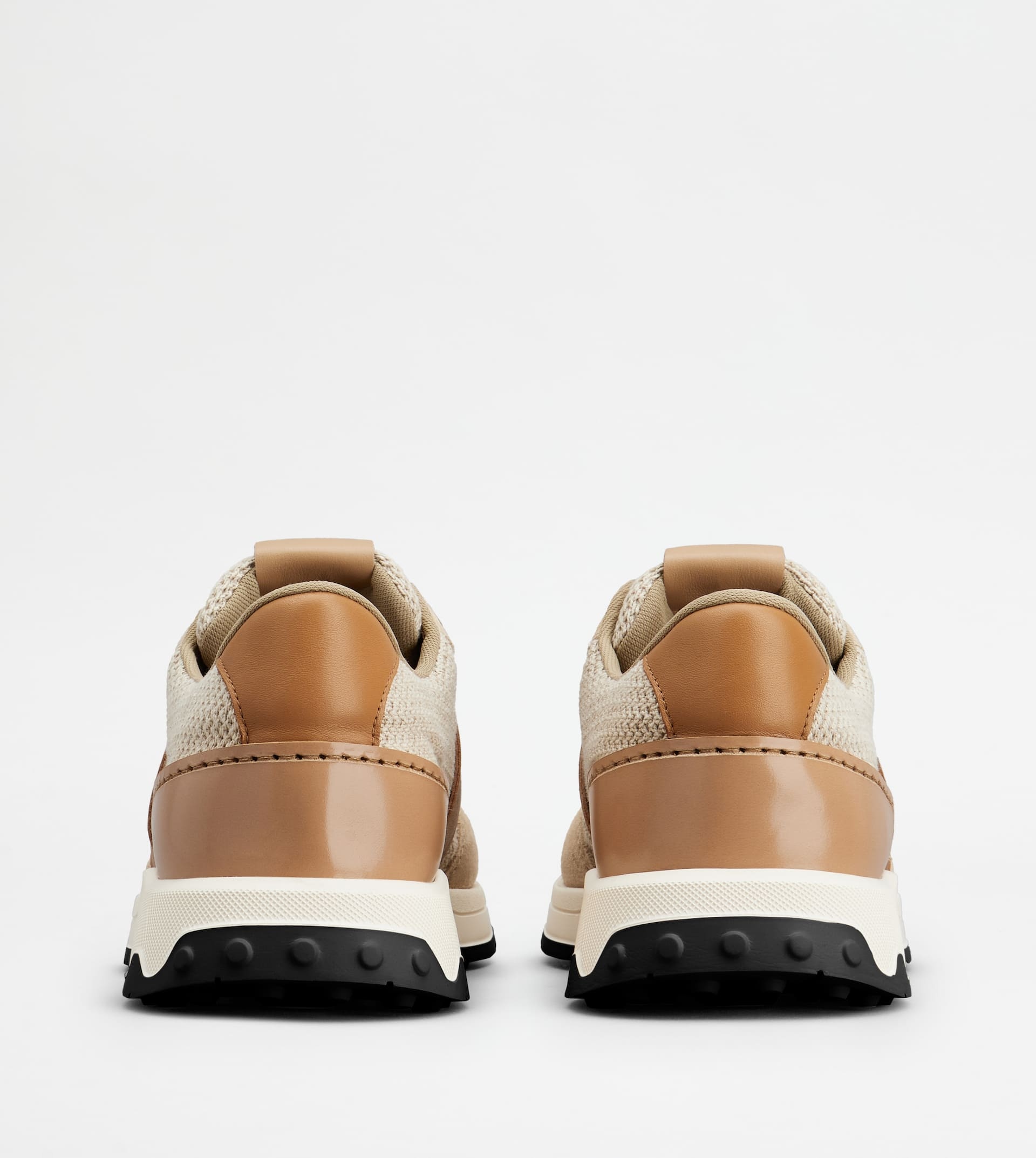 SNEAKERS IN LEATHER AND TECHNICAL FABRIC - BROWN - 2
