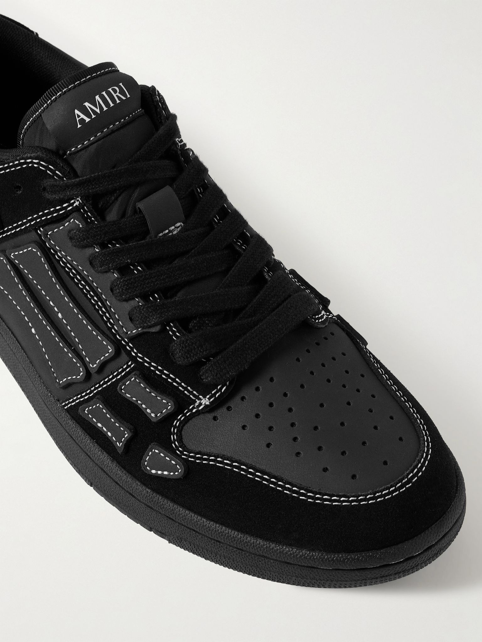 Skel-Top Suede and Leather Sneakers Black - 5