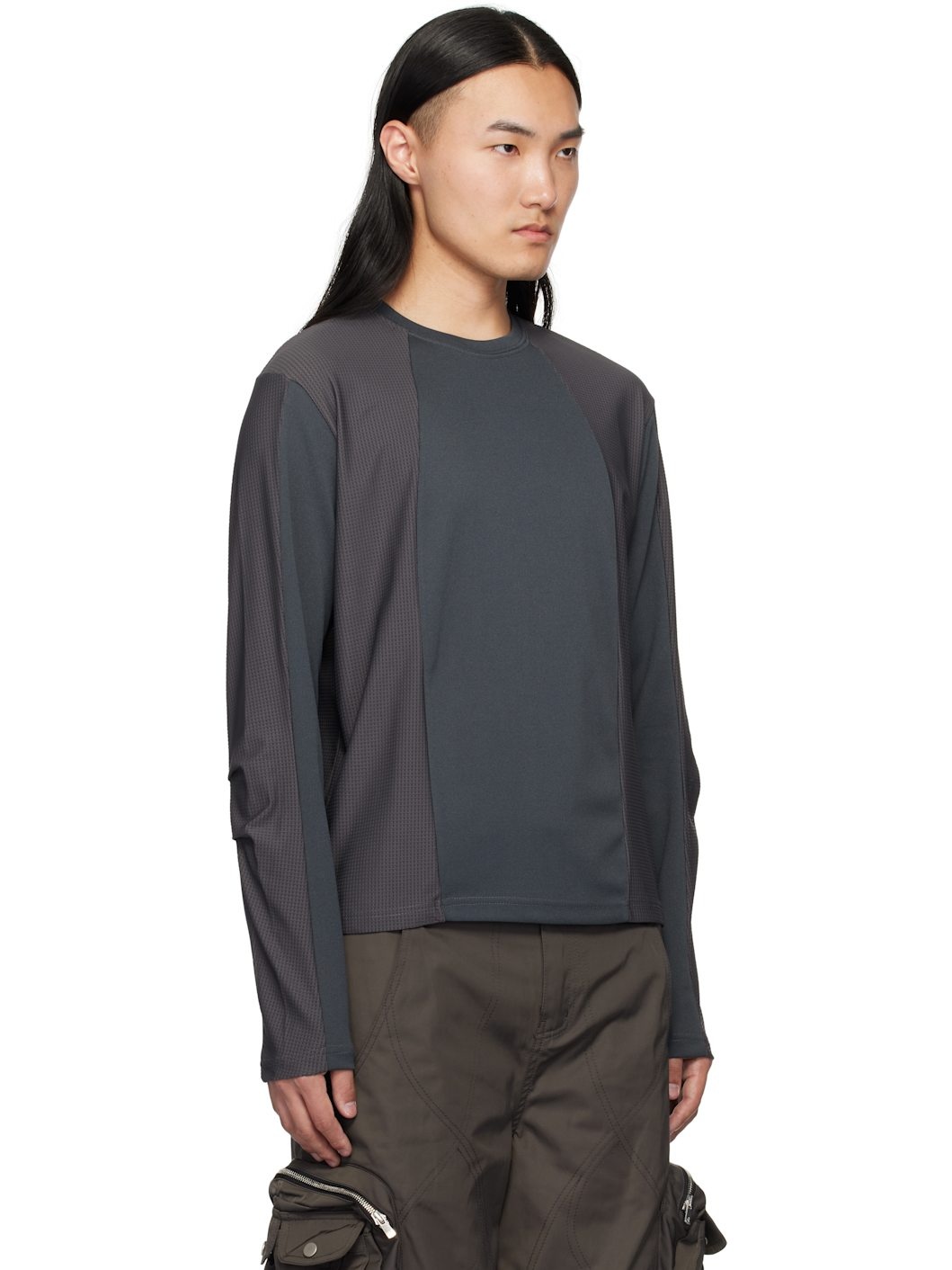 Gray Diffraction Knit Longsleeve T-shirt - 2
