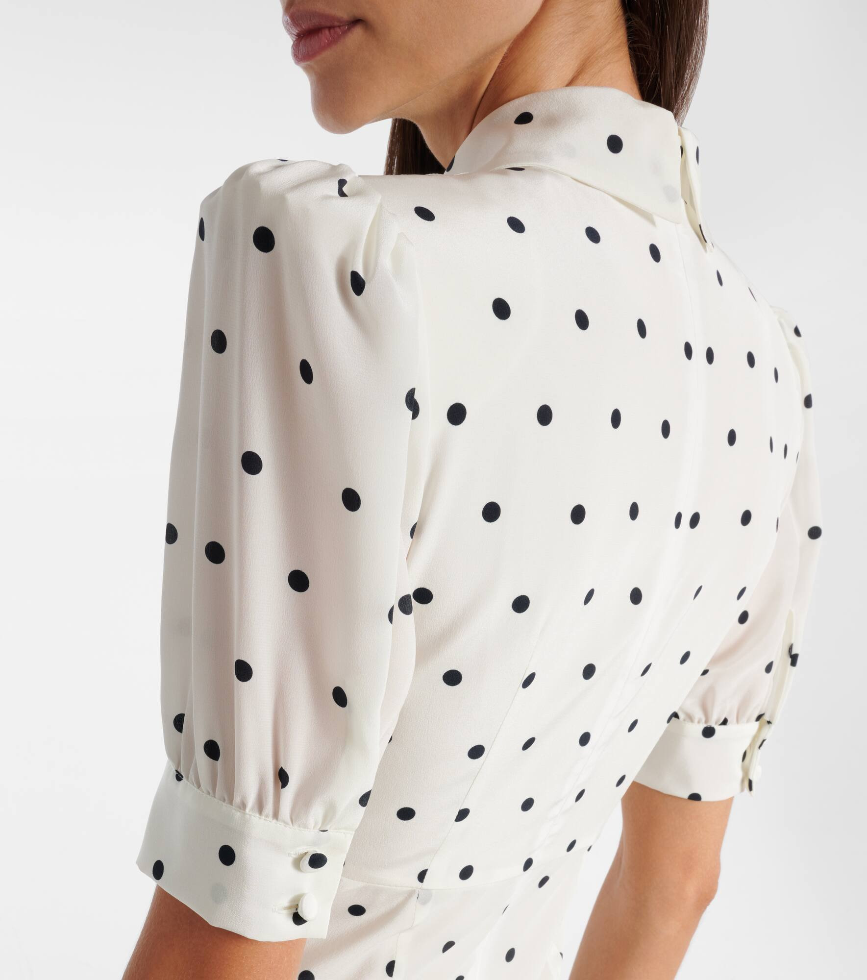 Polka-dot silk midi dress - 5