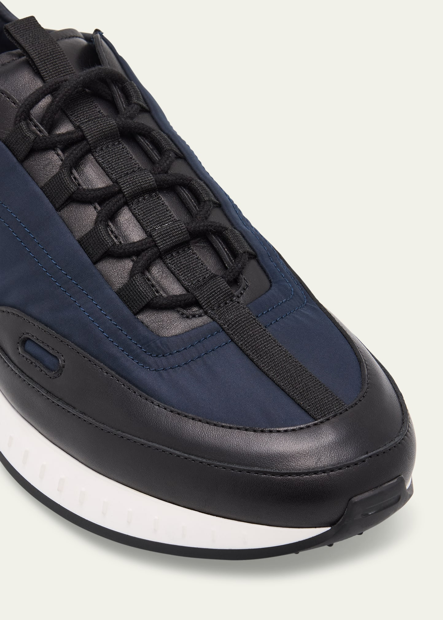 Men's Laced Stream Leather and Nylon Sneakers - 4