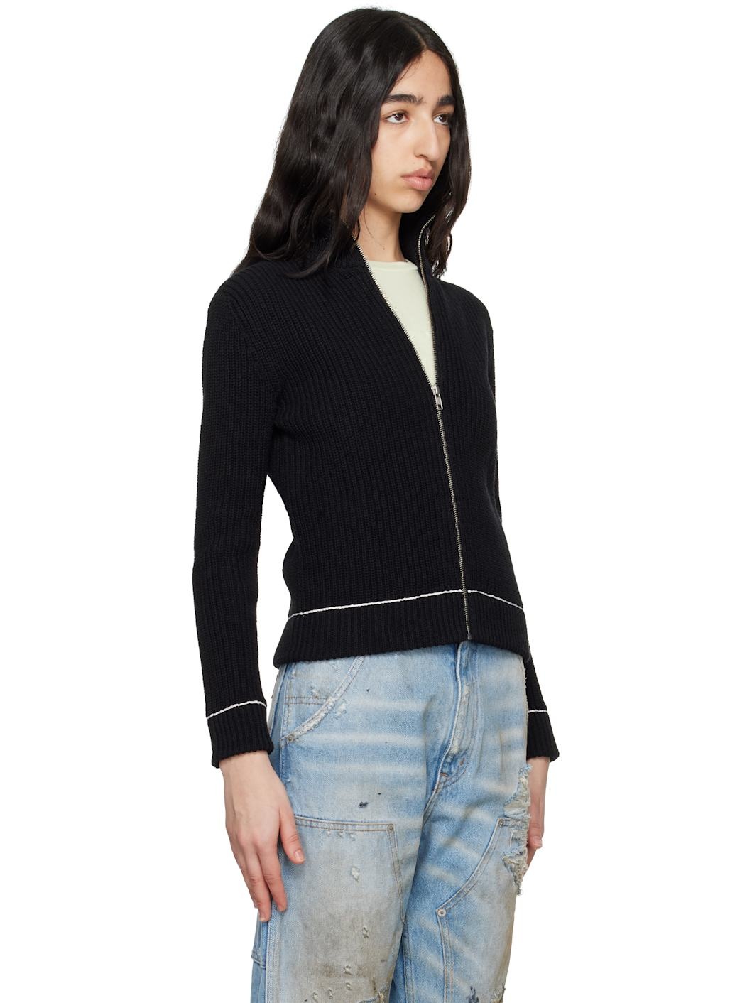 Black Slitted Camionneur Track Jacket - 2