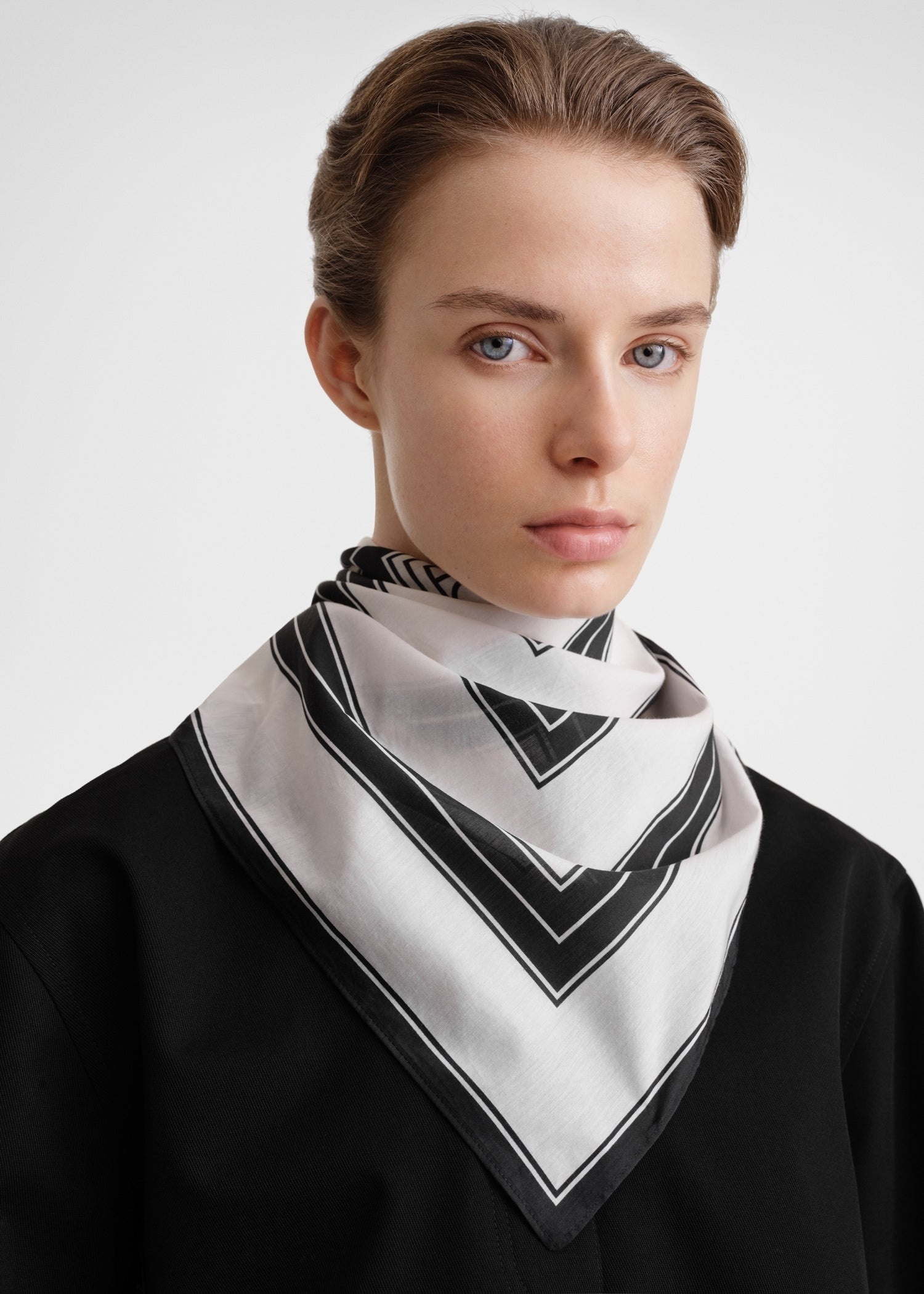 Striped cotton silk bandana black/white - 4