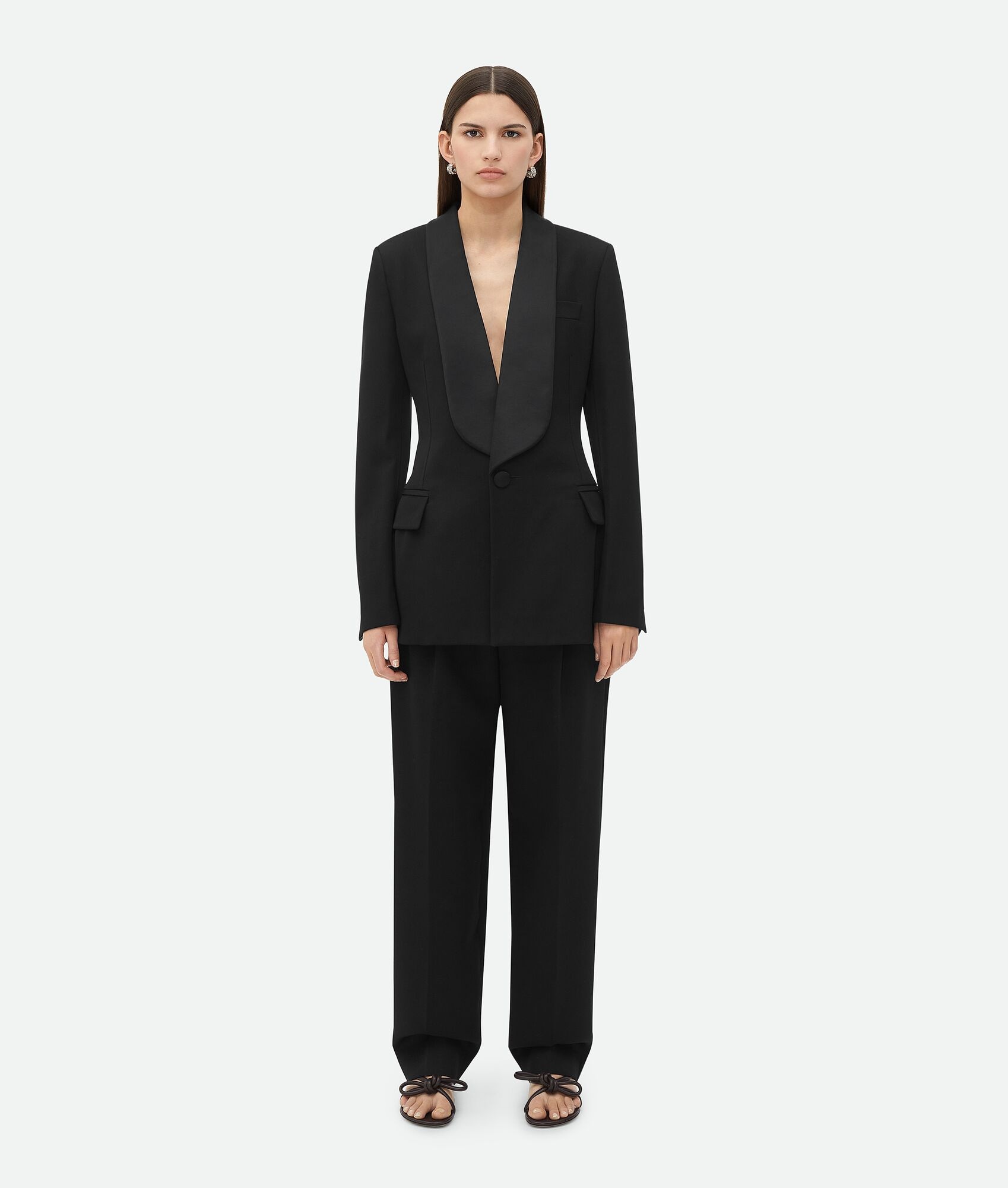 Wool Grain De Poudre Tuxedo Jacket - 1