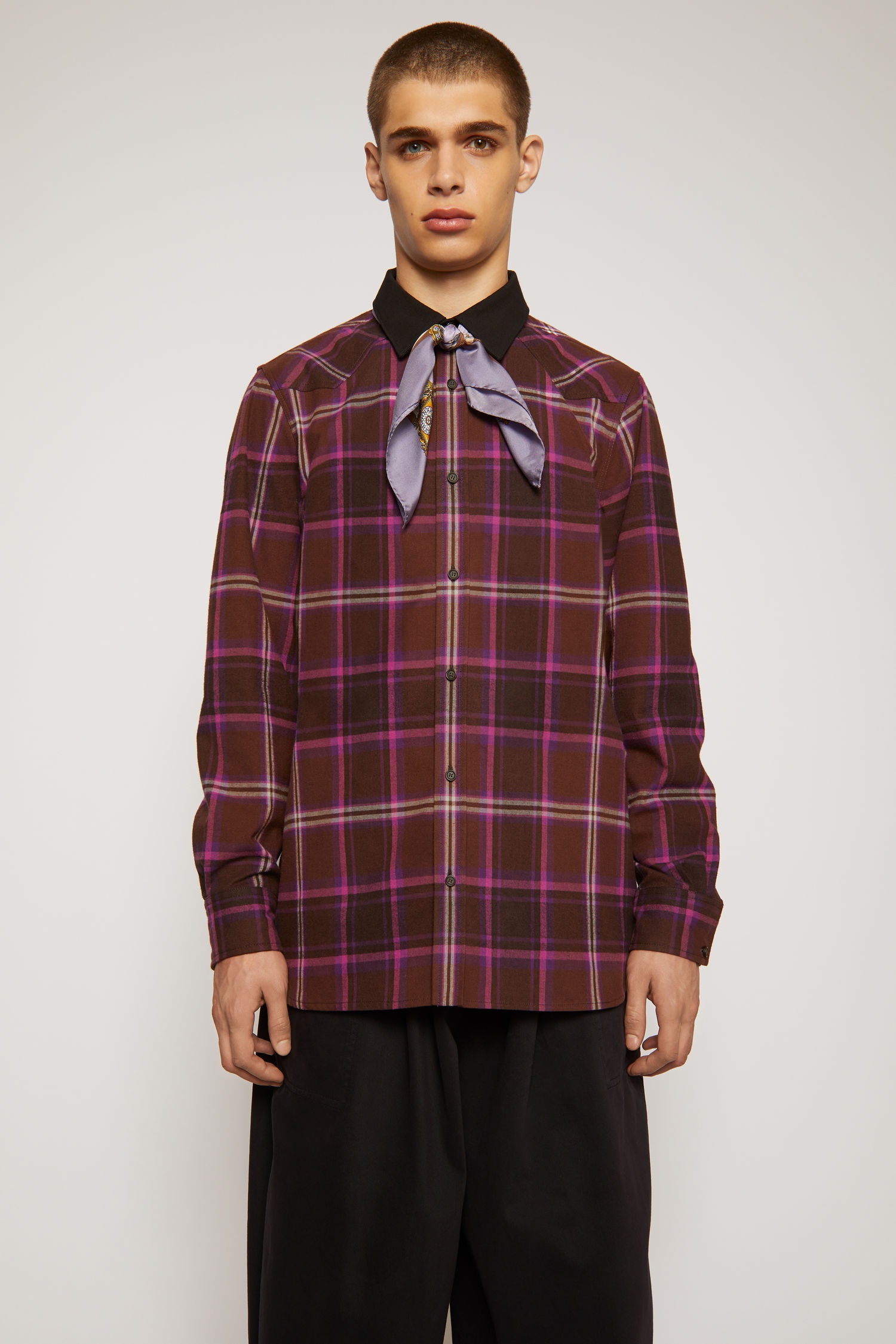 Checked Western shirt brown/purple - 2