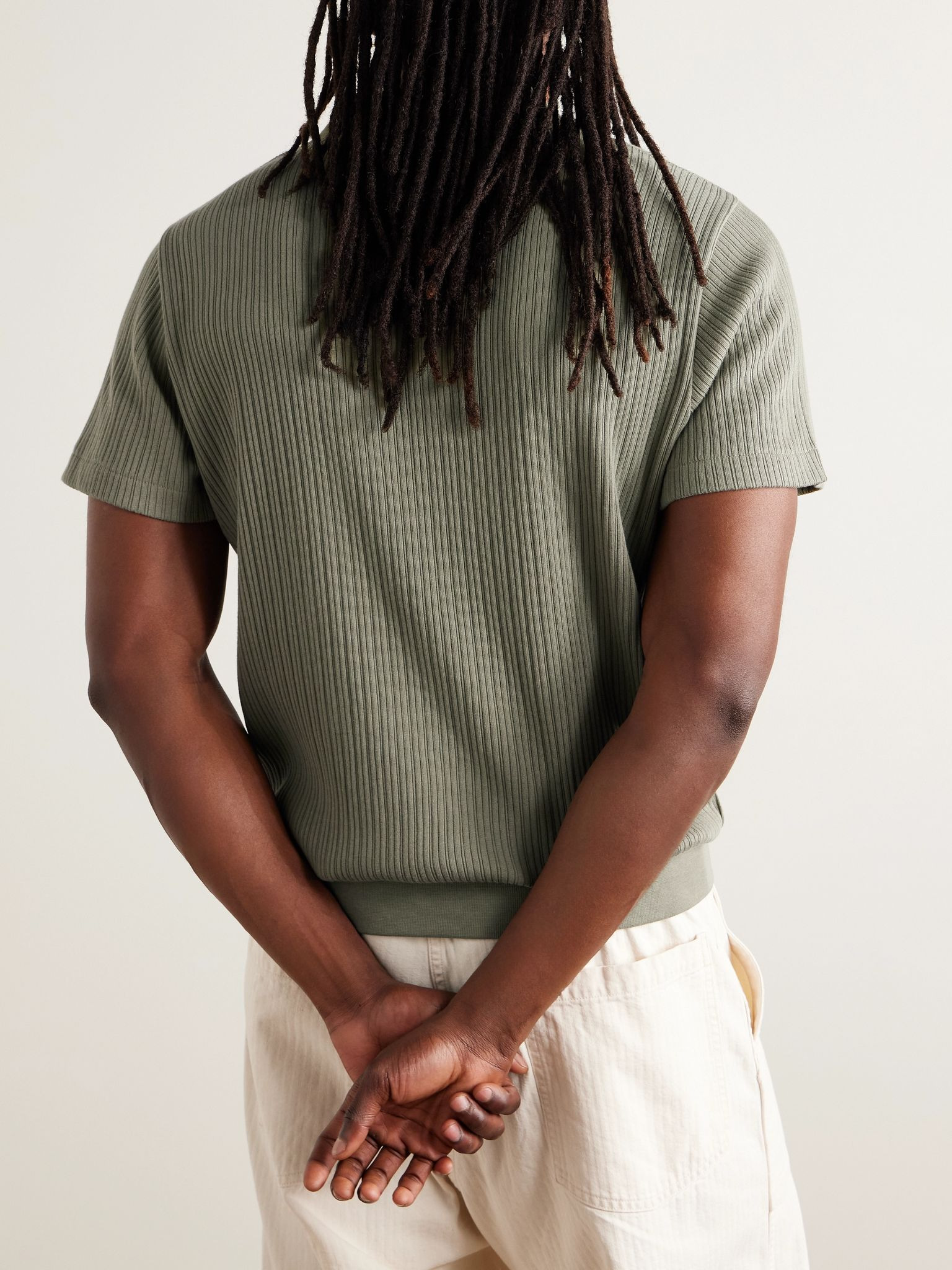 Westcott Ribbed Organic Cotton Polo Shirt Green - 4