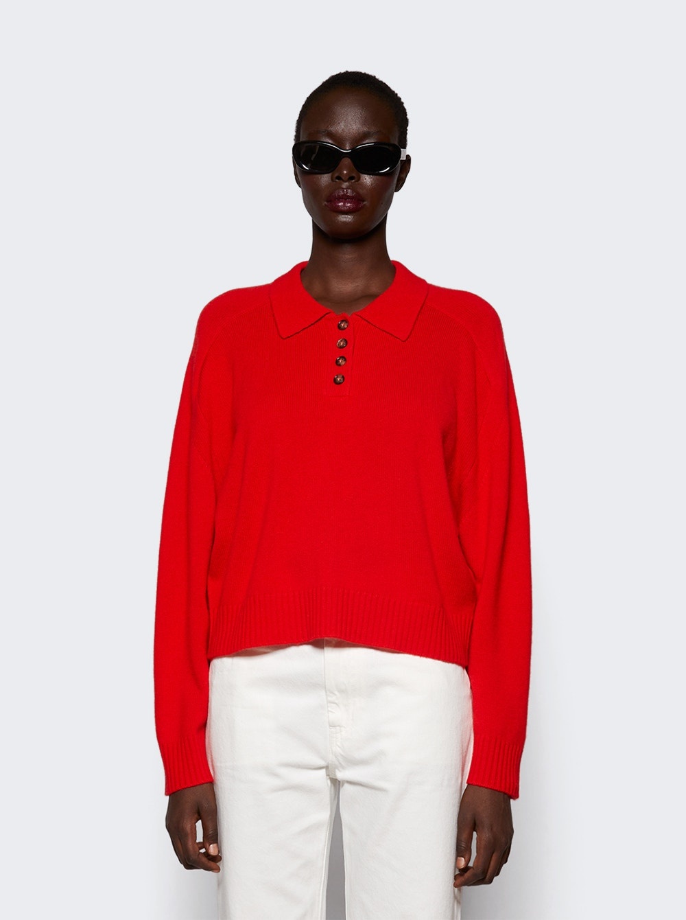 Homere Cashmere Polo Sweater Tomato Red - 3