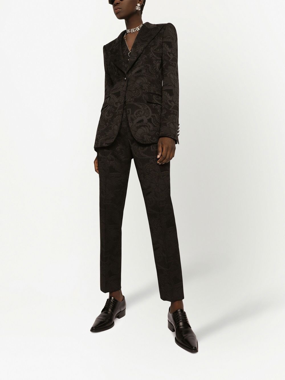 floral appliqué tapered trousers - 2
