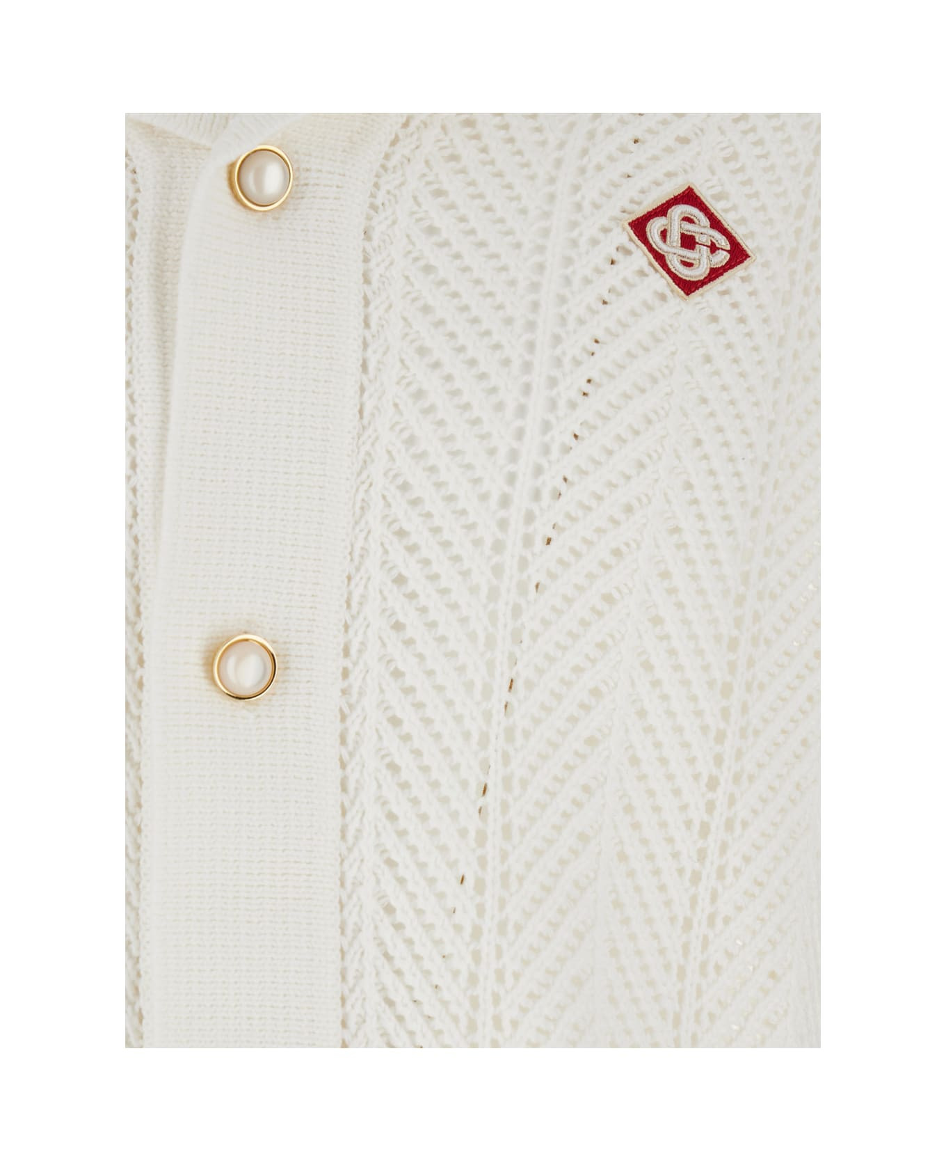 White Shirt With Classic Collar And Chest Logo Patch In Cotton Man - 3
