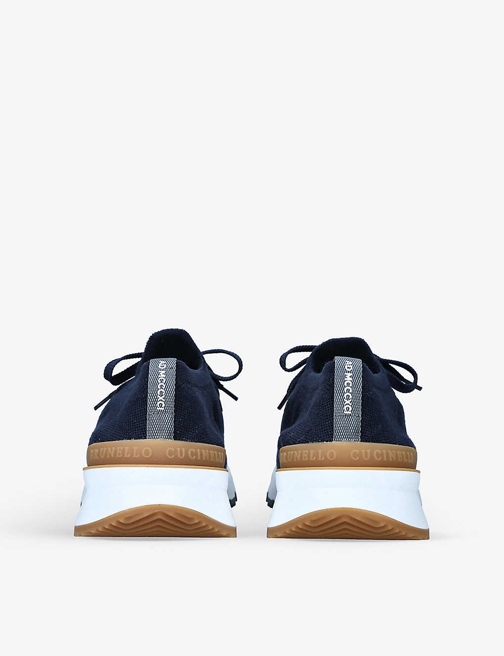 Pulltab brand-embossed knitted low-top trainers - 4