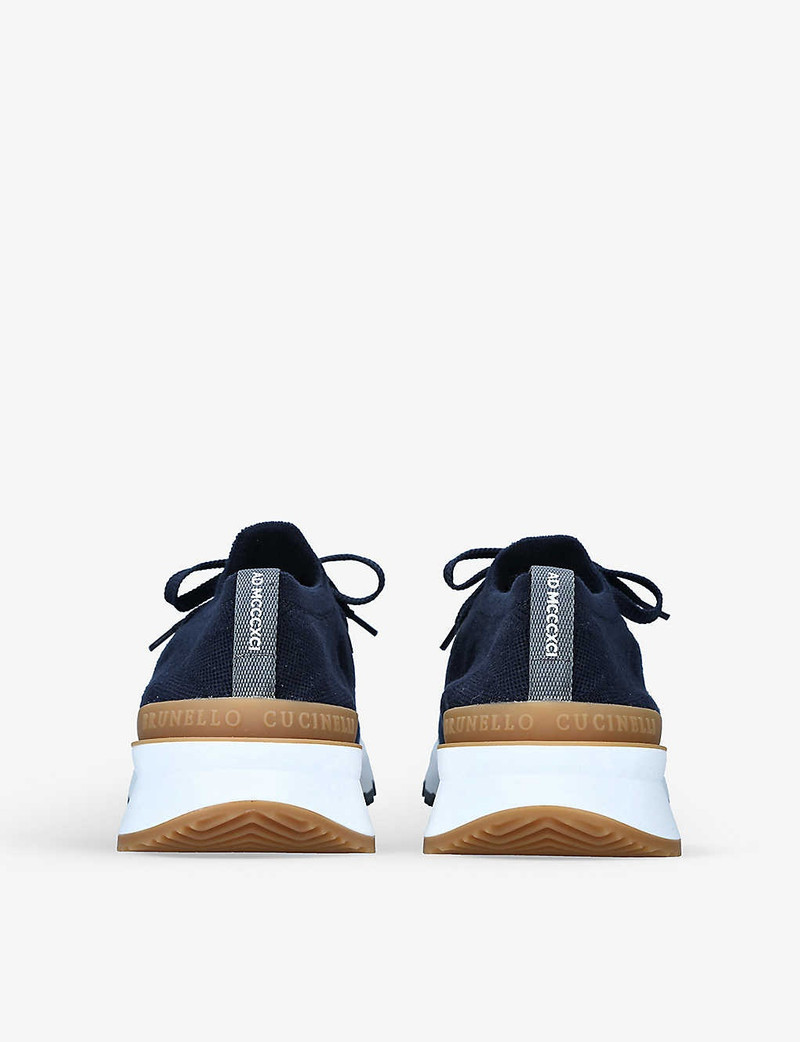 Brunello Cucinelli Pulltab brand-embossed knitted low-top trainers outlook