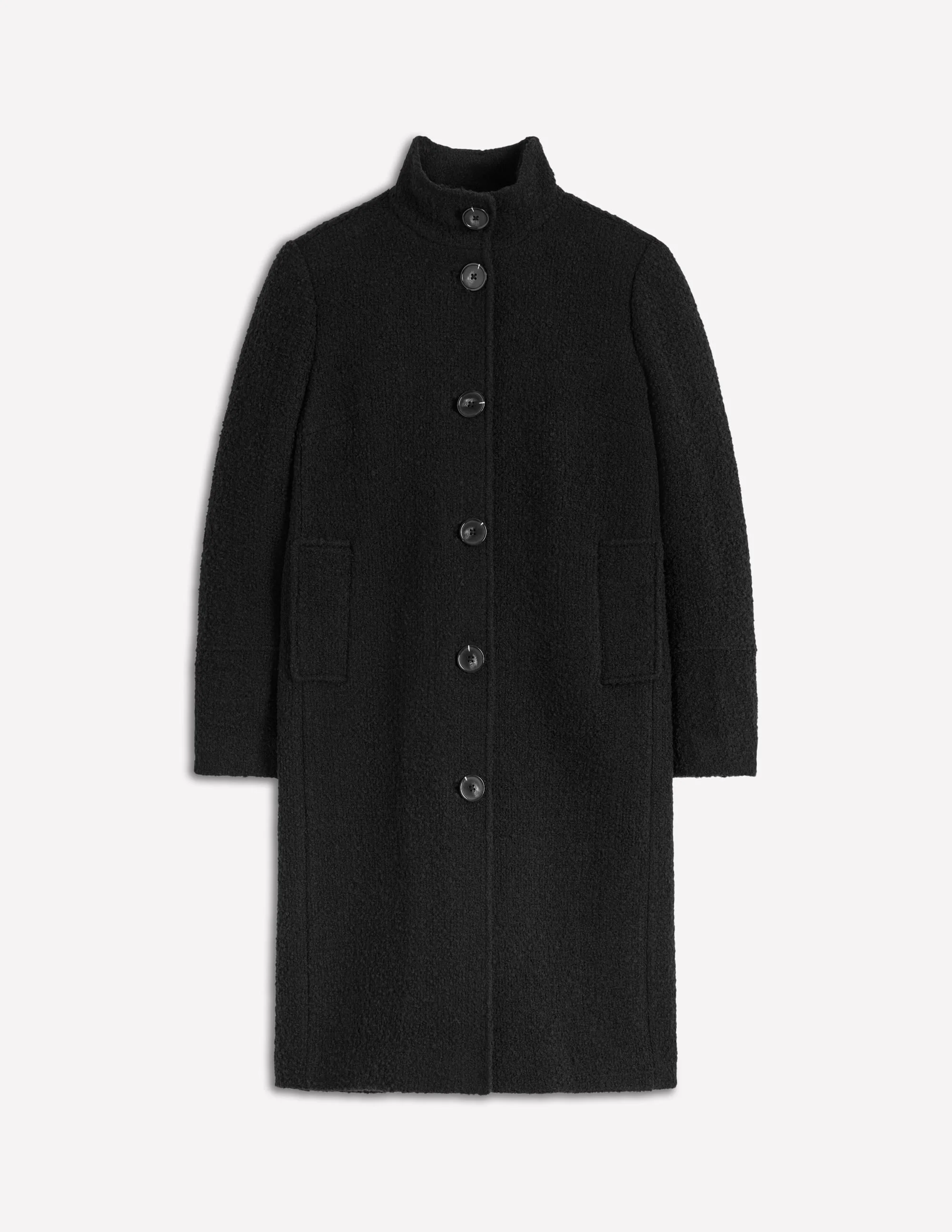 Funnel Neck Coat-Black - 1