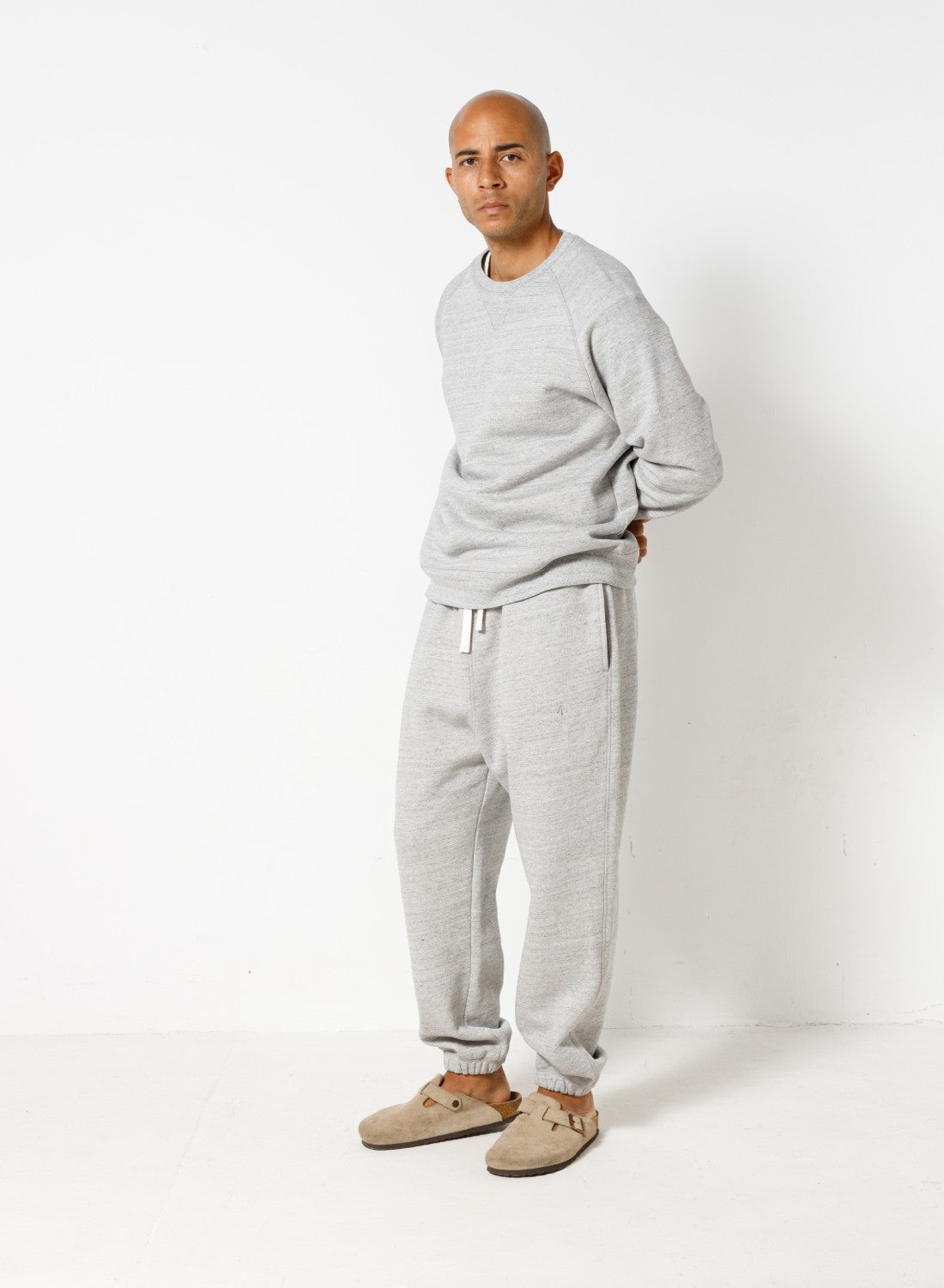 Embroidered Arrow Sweat Pant in Grey Marl - 2