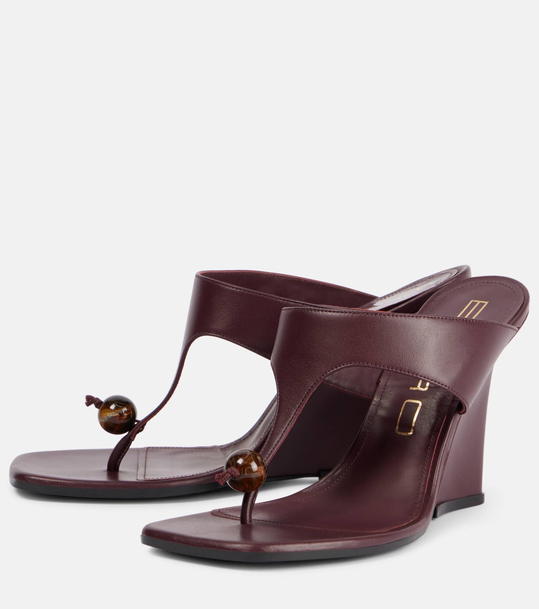 90 leather wedge sandals - 4