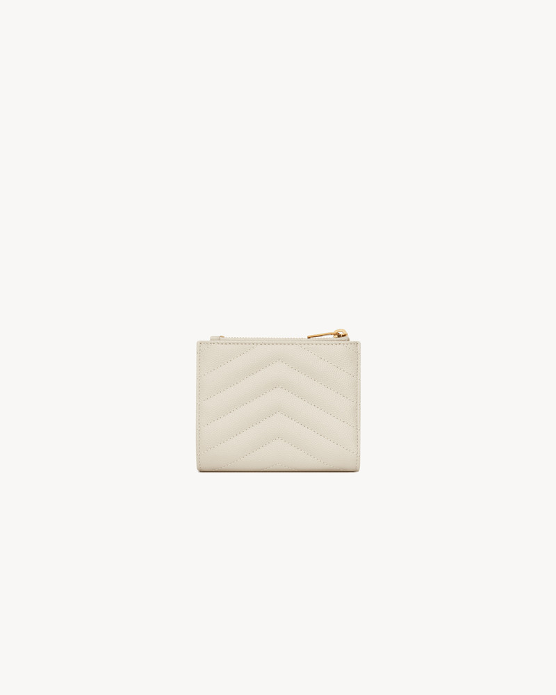 SAINT LAURENT CASSANDRE MATELASSÉ BI-FOLD WALLET IN GRAIN DE POUDRE LEATHER outlook