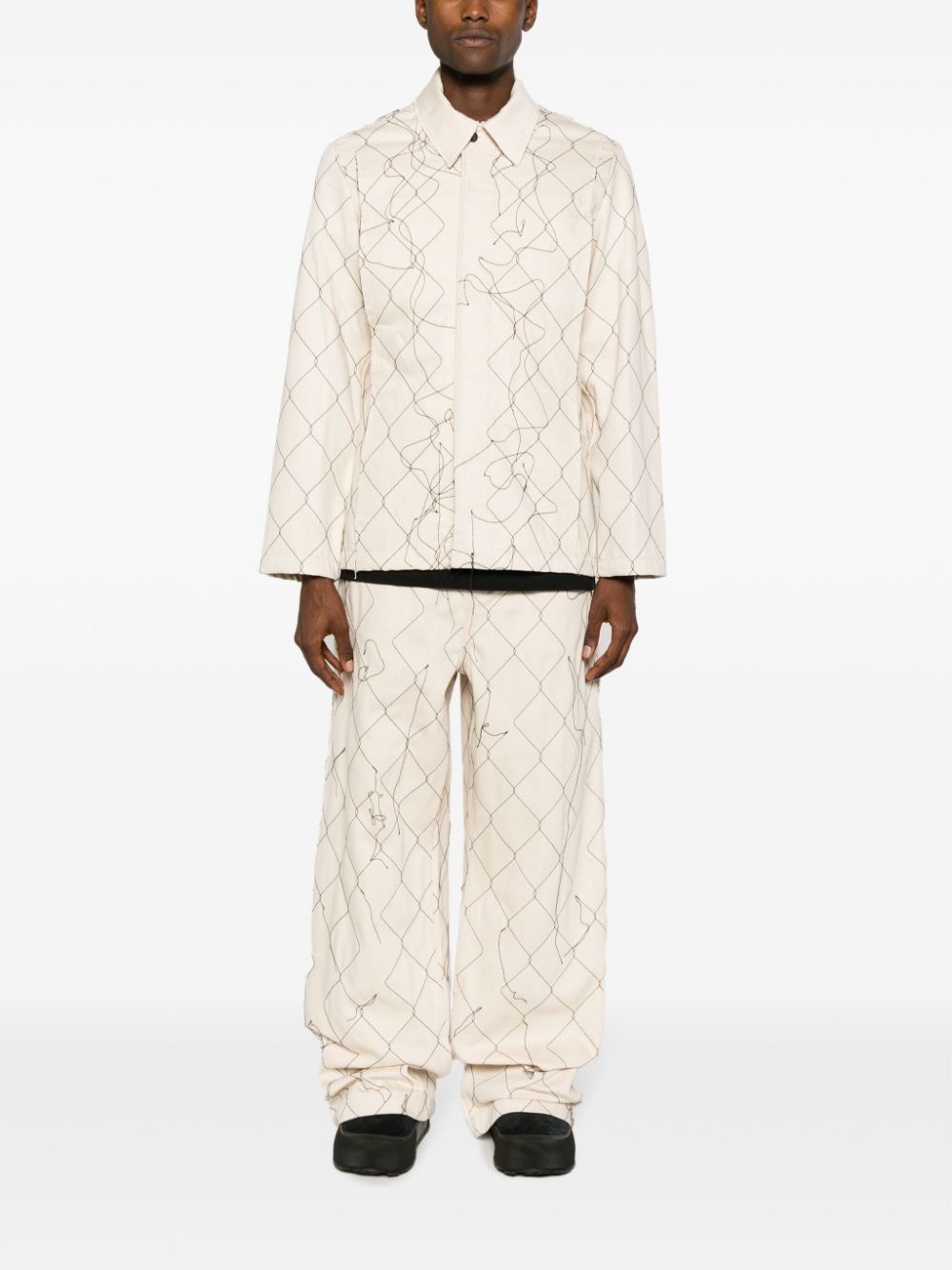abstract-pattern wide-leg trousers - 2