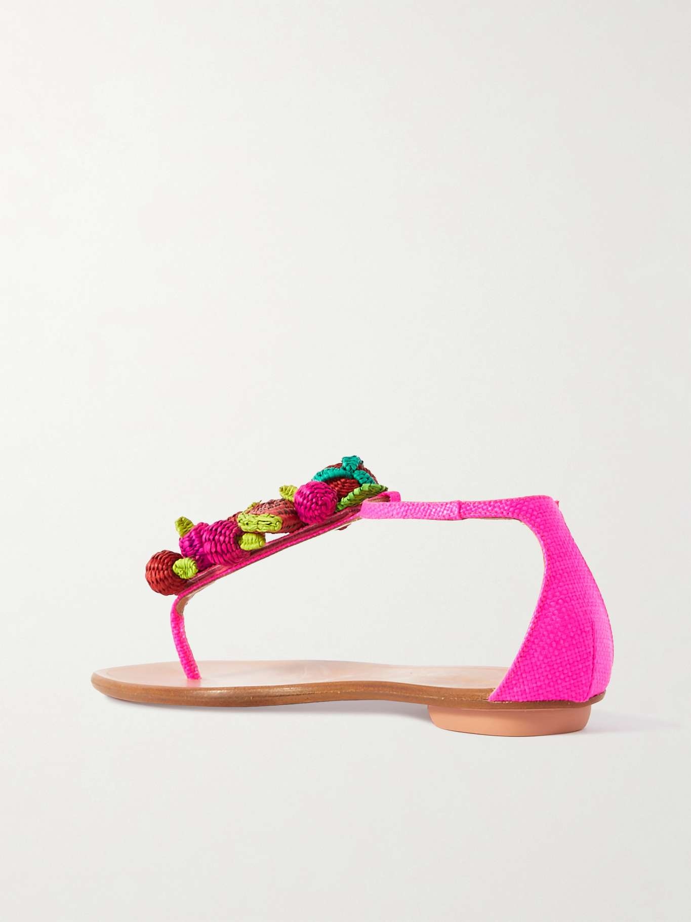 Strawberry Punch embellished woven raffia sandals - 3