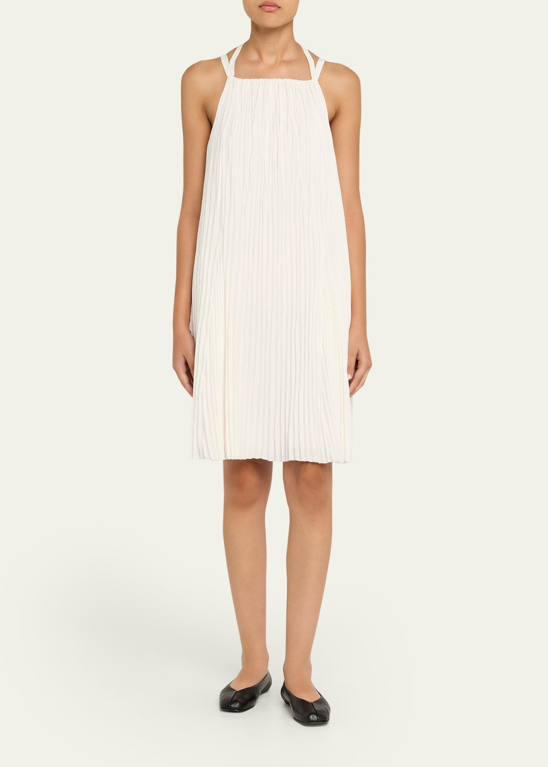 Vince Pleated A-Line Halter Dress with Pockets outlook