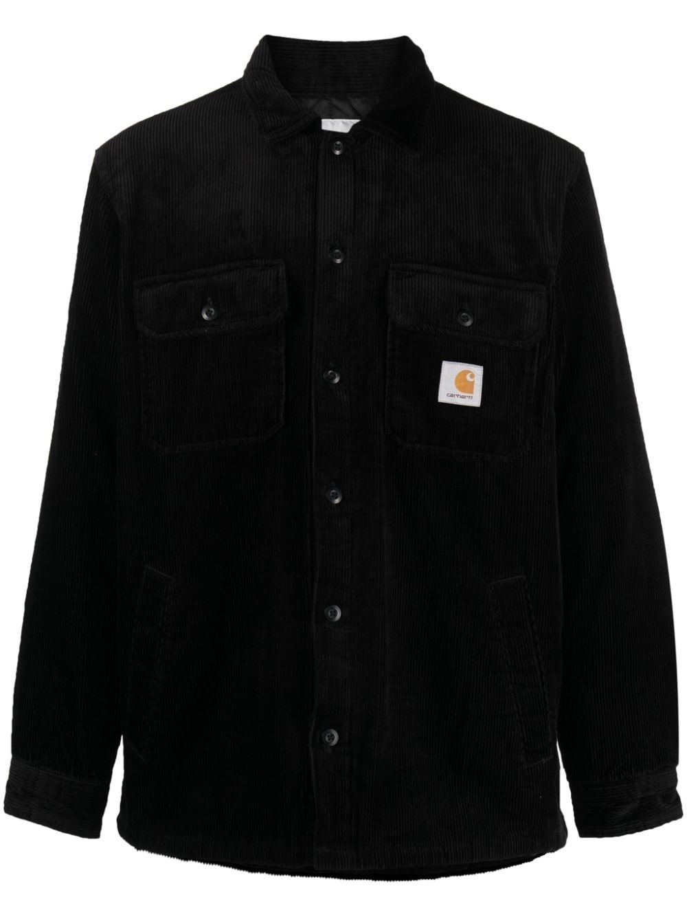 logo-patch cotton shirt jacket - 1
