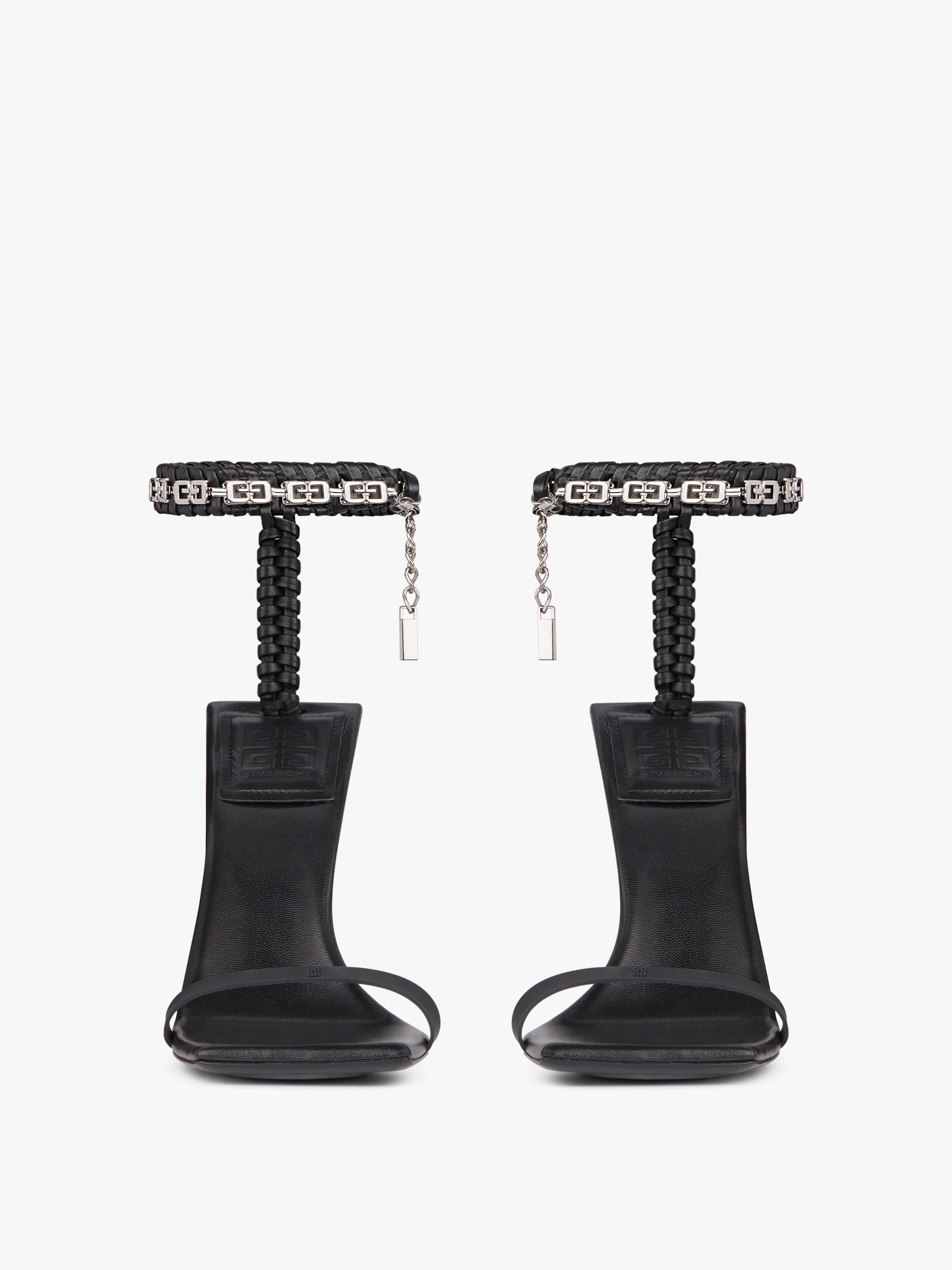 G WOVEN SANDALS IN BRAIDED LEATHER WITH CHAIN - 2