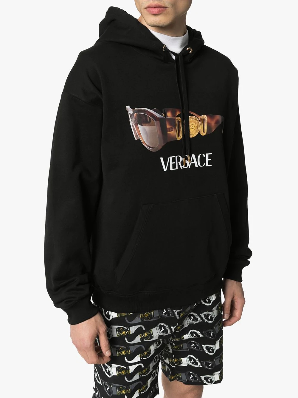 sunglasses logo print hoodie - 3