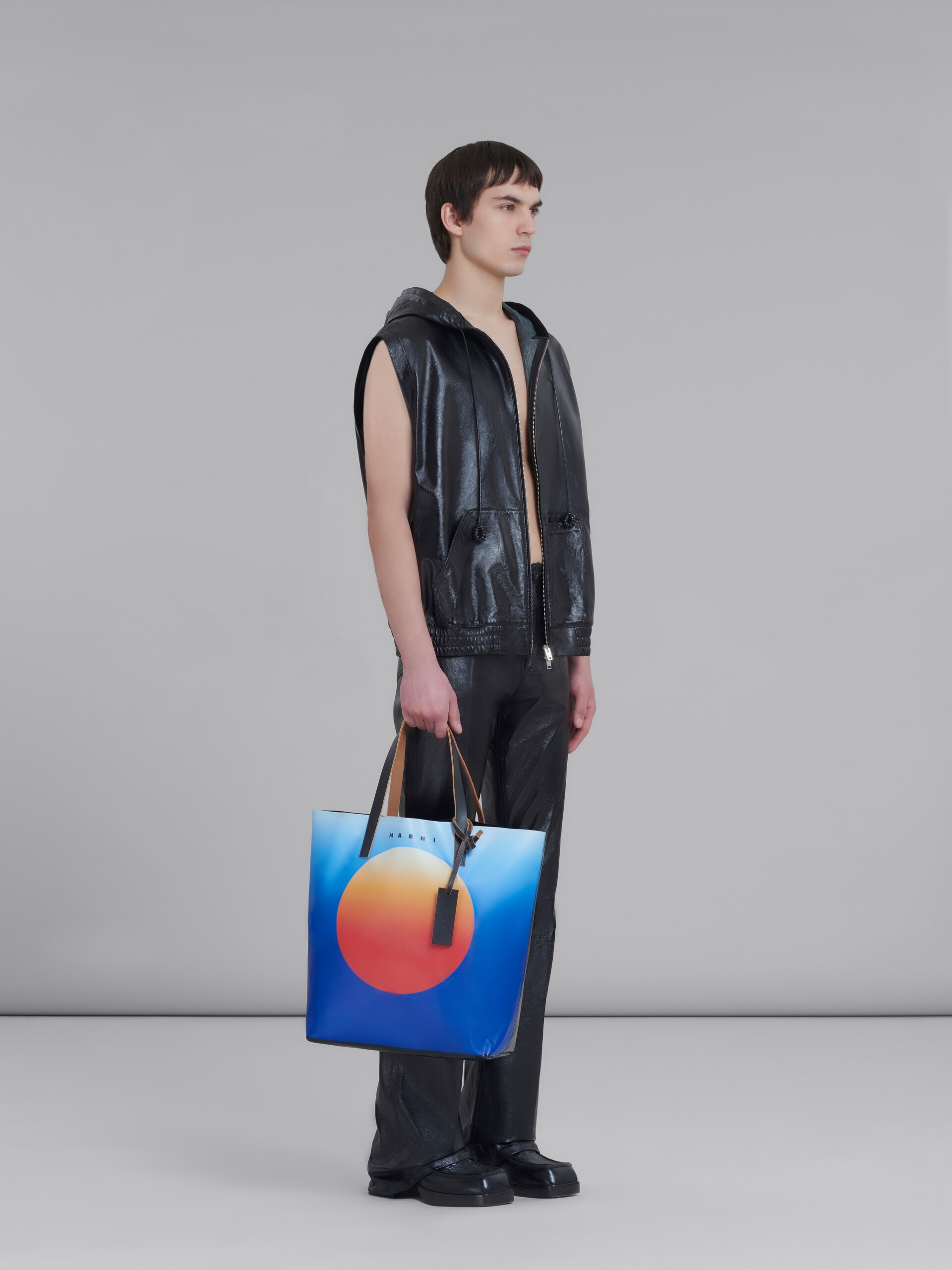 BLACK ULTRALIGHT NAPLAK LEATHER VEST WITH HOOD - 5