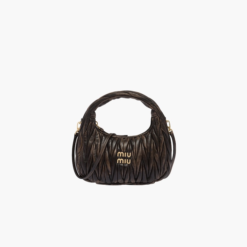 Miu Wander matelassé nappa leather mini hobo bag - 2